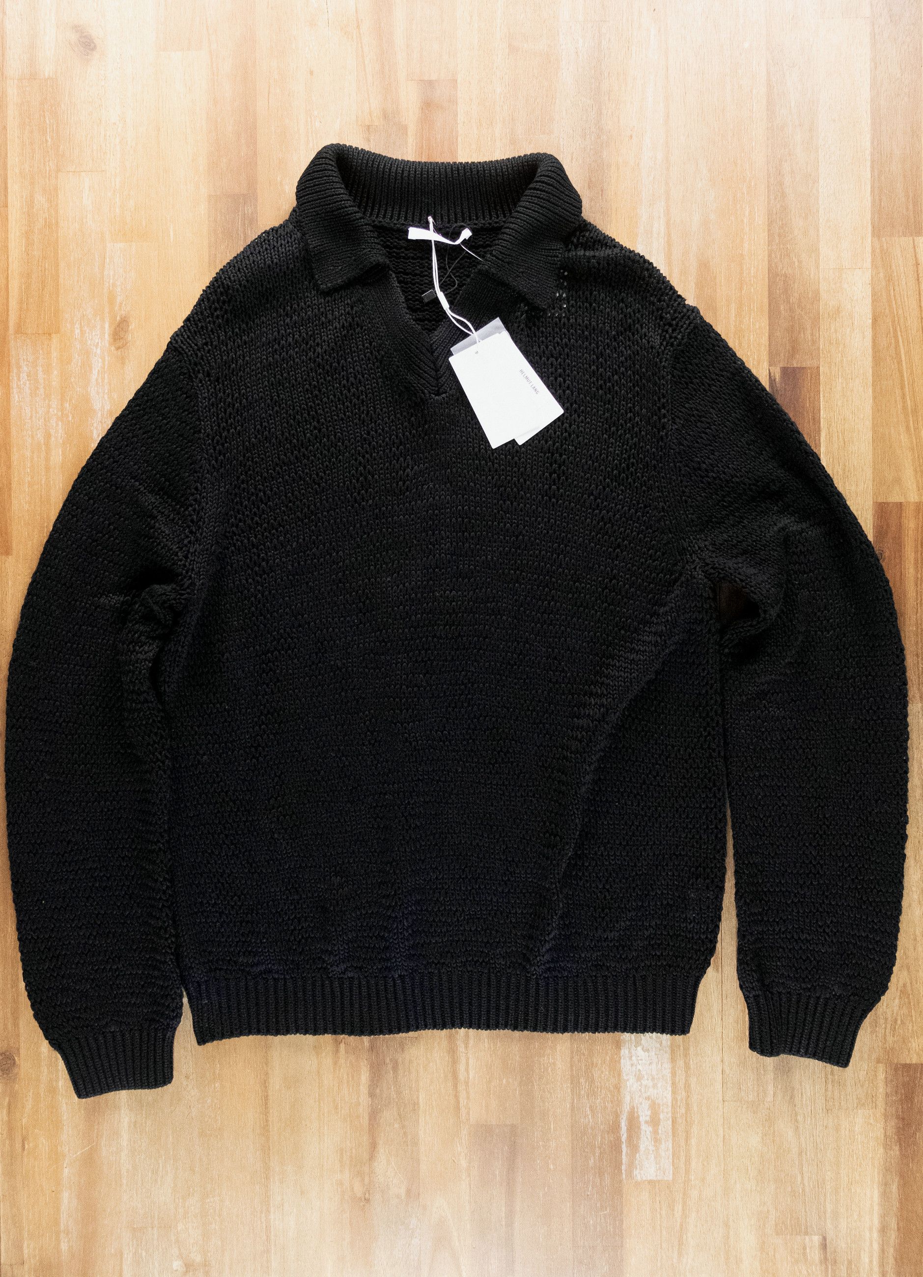 Helmut Lang HELMUT LANG Zach black loosely knit v neck cotton sweater Size US L / EU 52-54 / 3 - 6 Thumbnail