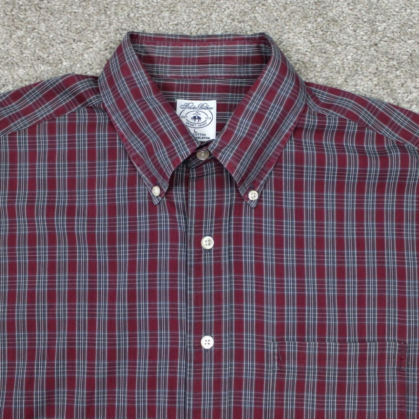 Brooks Brothers Brooks Brothers Button-Up Shirt Mens Large Red/Gray 100% Cotton Long Sleeve Button-Down Size US L / EU 52-54 / 3 - 6 Thumbnail