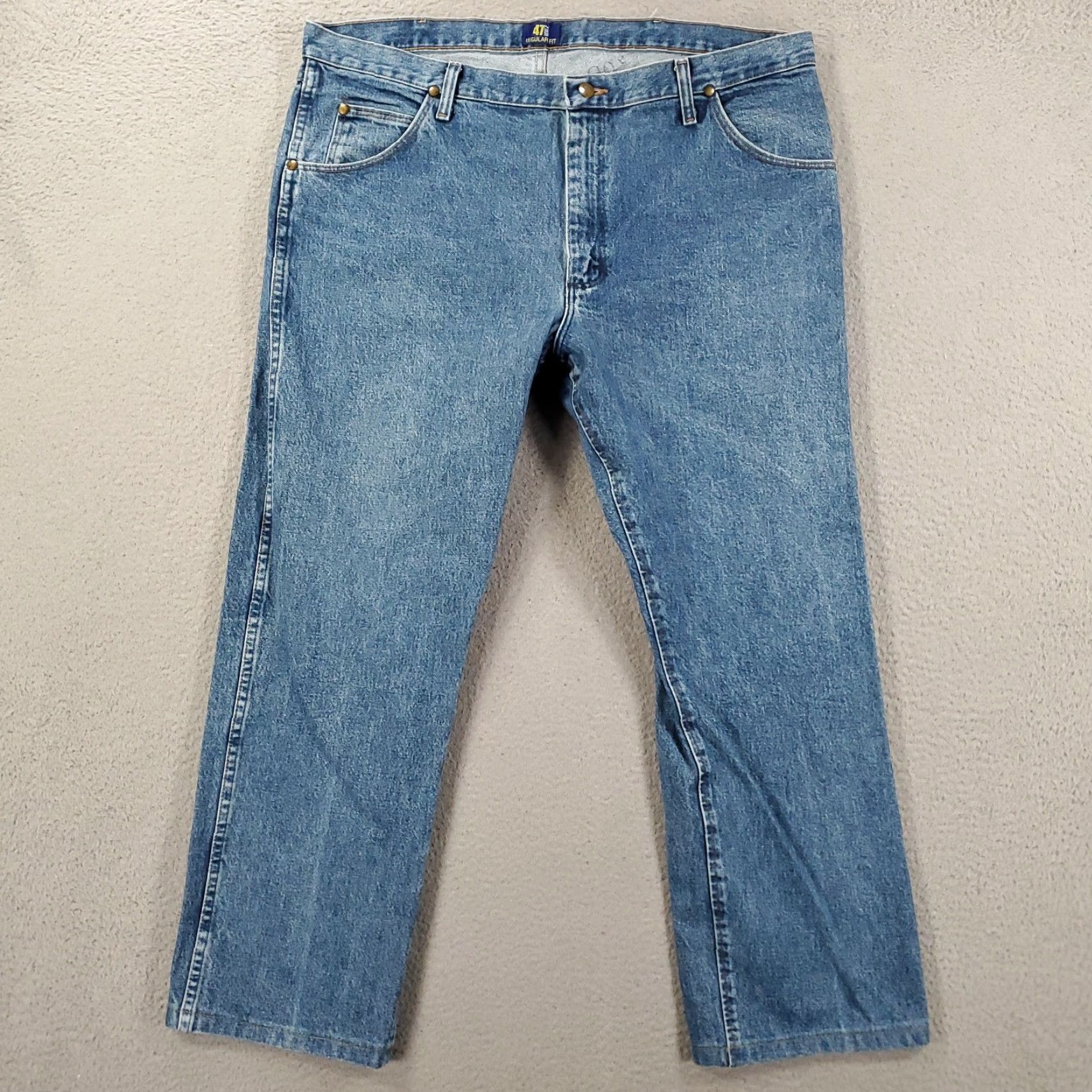 Wrangler Wrangler Jeans 47MWZ Mens 40 X 30 Regular Fit Straight Leg Worn Distressed 40x30 Size US 40 / EU 56 - 2 Thumbnail