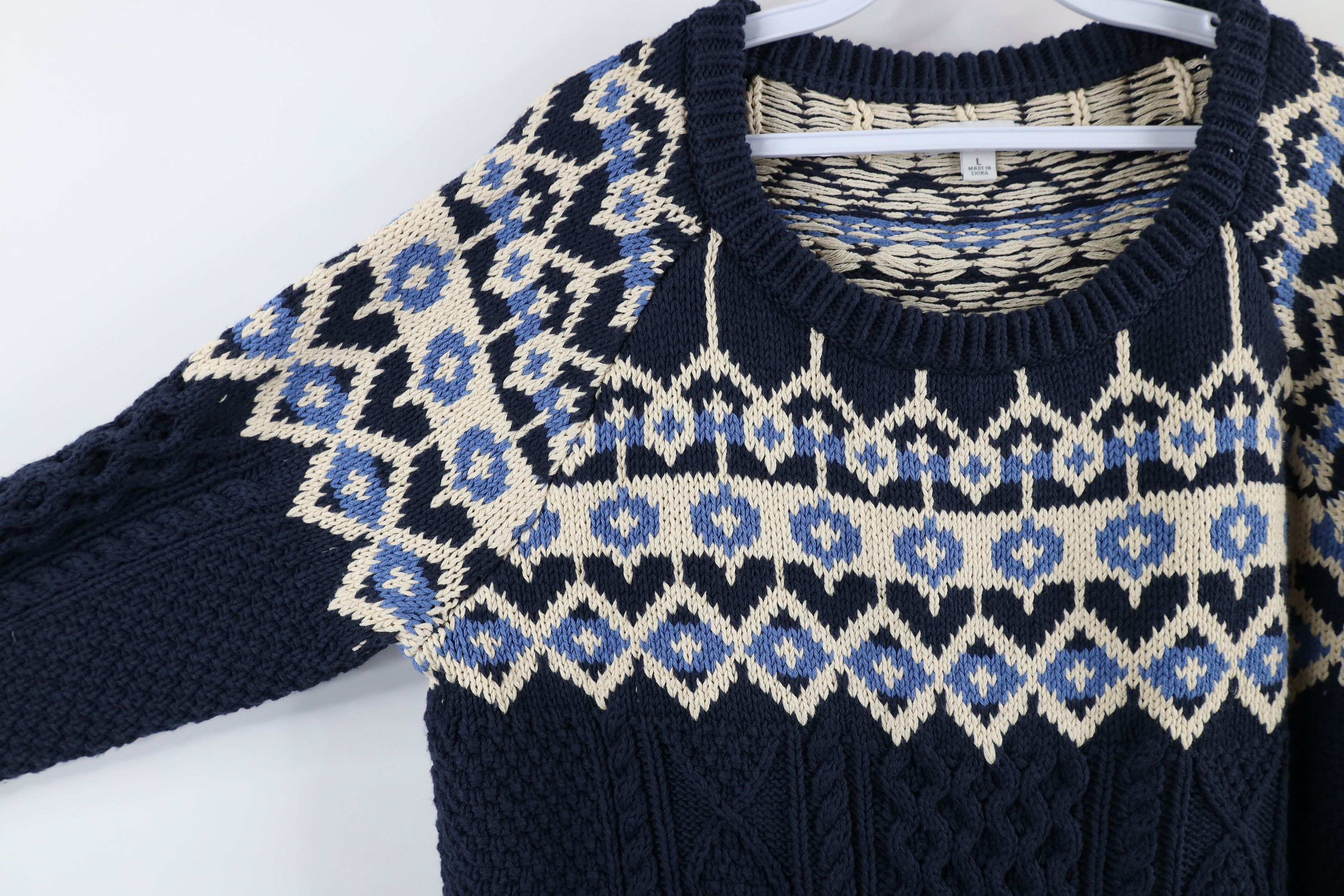 L.L. Bean × Vintage Vintage LL Bean Heavy Fair Isle Chunky Fisherman Sweater Size L / US 10 / IT 46 - 4 Thumbnail