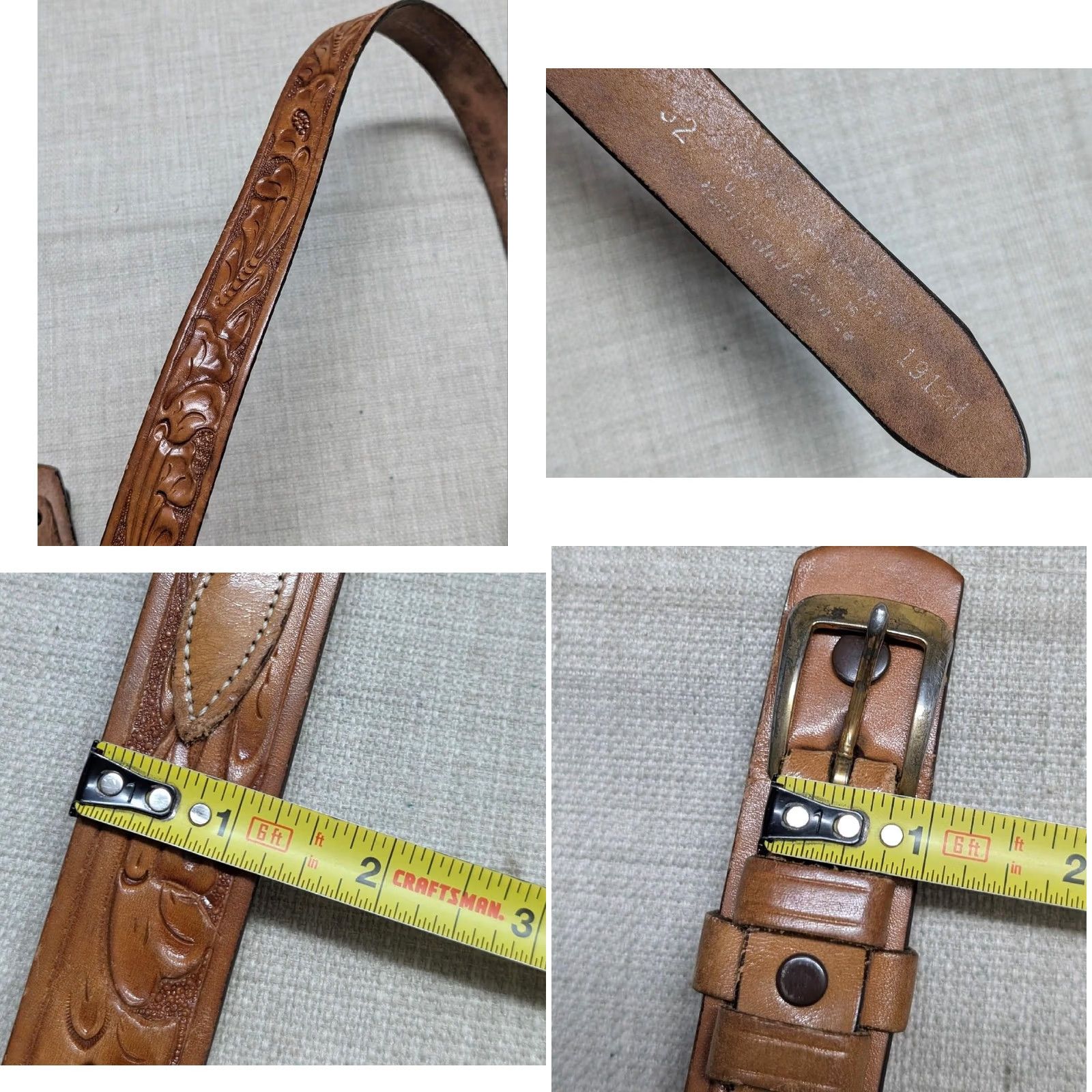 Vintage VINTAGE Ranger belt Western belt, Tooled brown leather 30 Ranger belt Men XS? Size 30 - 9 Thumbnail