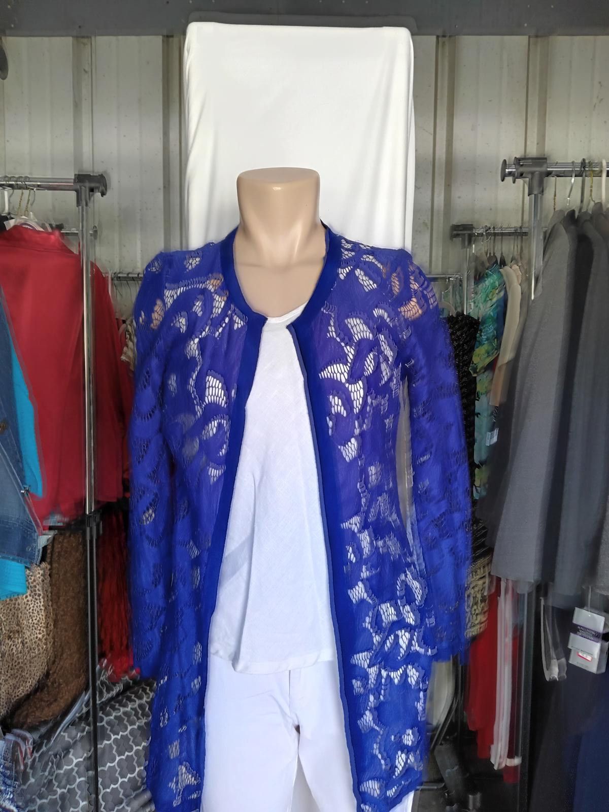 Chicos Chico's Elegant Blue Lace Kimono Size XS / US 0-2 / IT 36-38 - 1 Thumbnail
