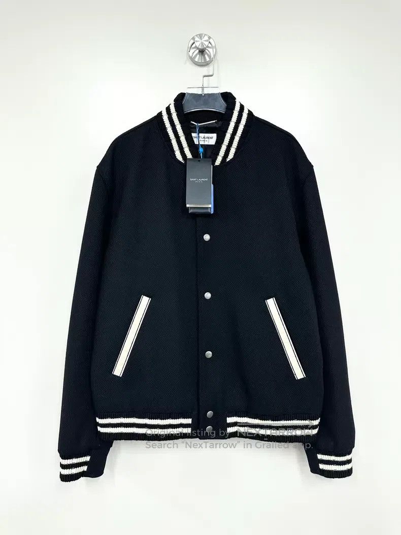 Saint Laurent Paris Saint Laurent Paris Black Back Logo Printed Baseball Jacke Size US L / EU 52-54 / 3 - 1 Thumbnail