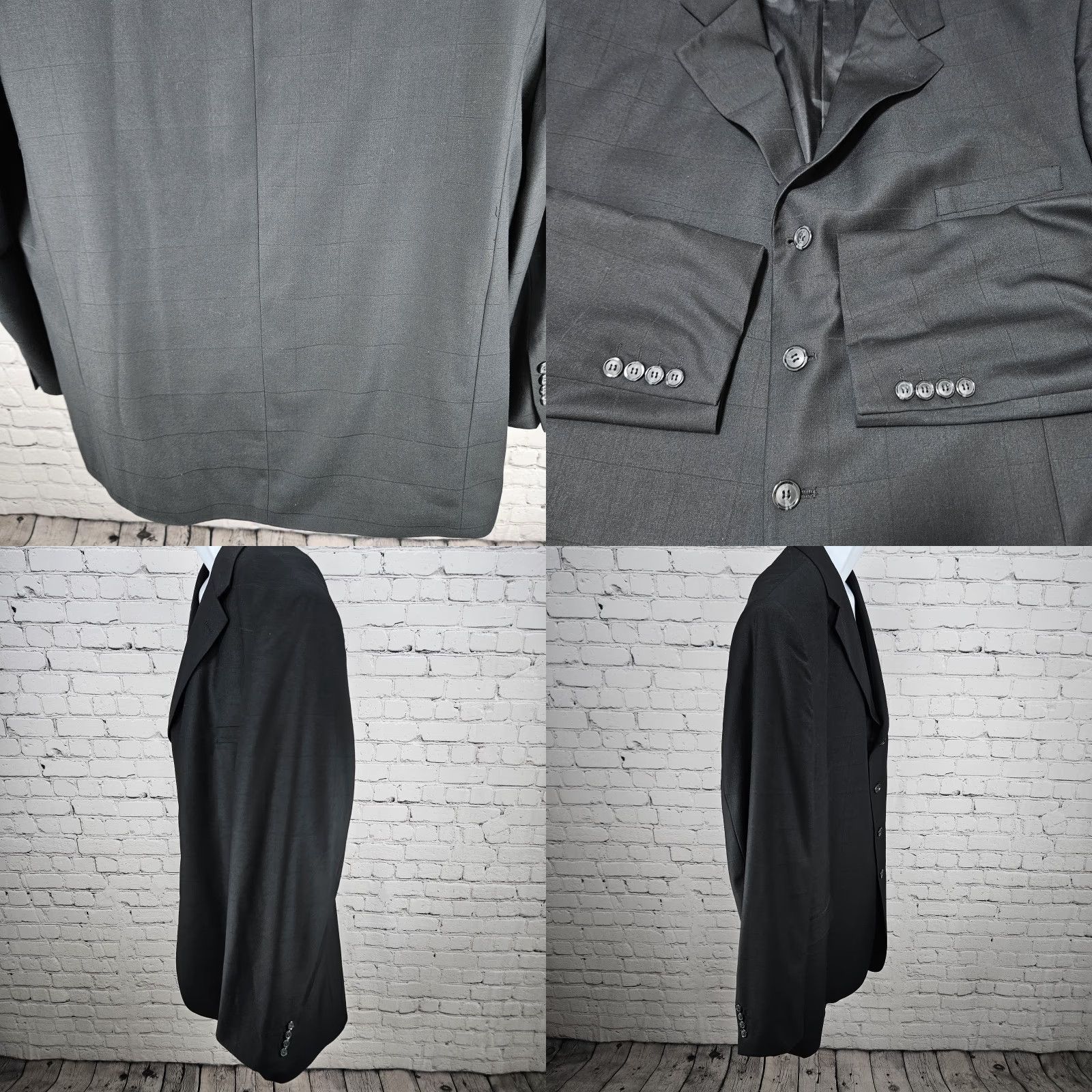 Vintage VINTAGE Zandello Black Windowpane 4 Button Notch Blazer Sport Coat 50XL Size 50R - 9 Thumbnail