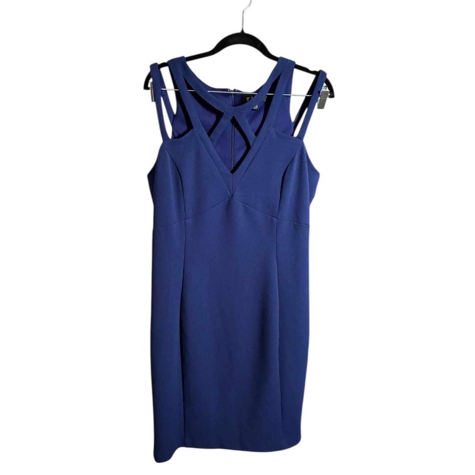 Guess Plus Guess Blue Crisscross Strap Bodycon Sheath Dress Sz 16 Size XXL / US 16-18 / IT 52-54 - 6 Thumbnail