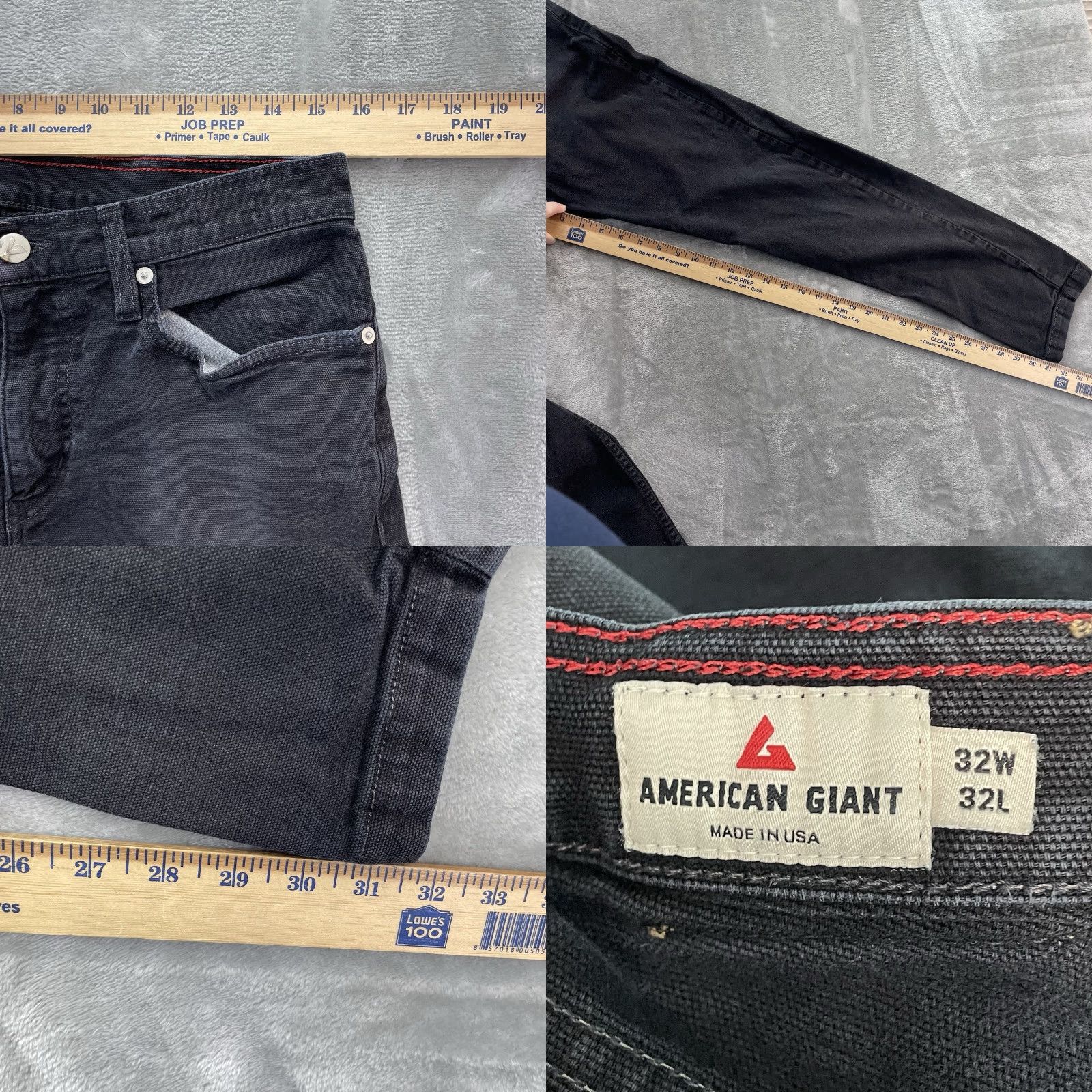 Vintage American Giant Jeans Mens 32x32 Black Roughneck Straight Canvas Stretch USA pant Size US 32 / EU 48 - 8 Thumbnail