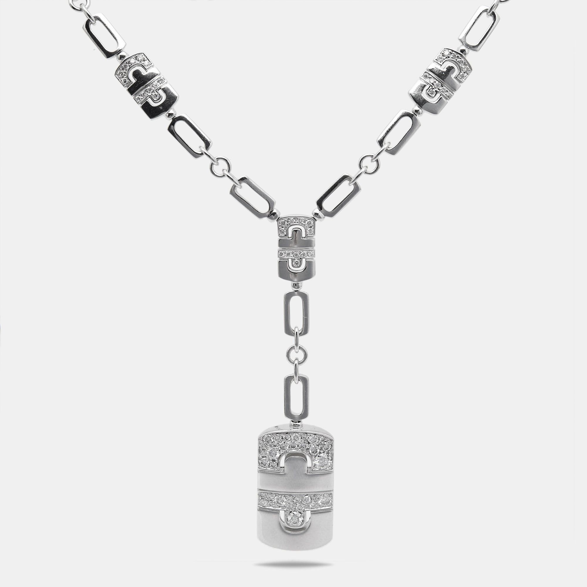 image of Bvlgari Parentesi Diamond 18K White Gold Necklace, Women's