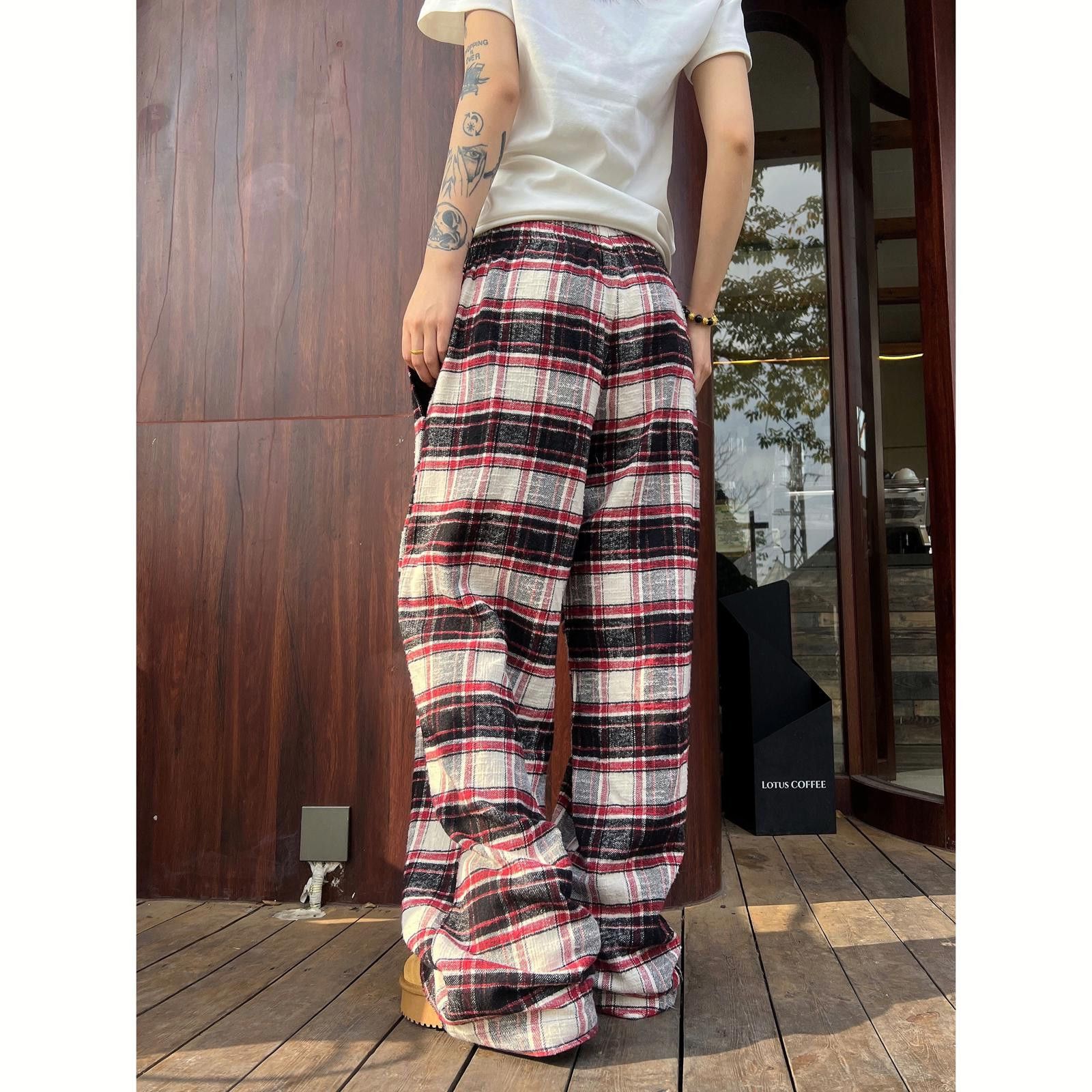 Vintage Cozy Loose Flannel Wide Leg Flare Pants Size 32" / US 10 / IT 46 - 2 Thumbnail