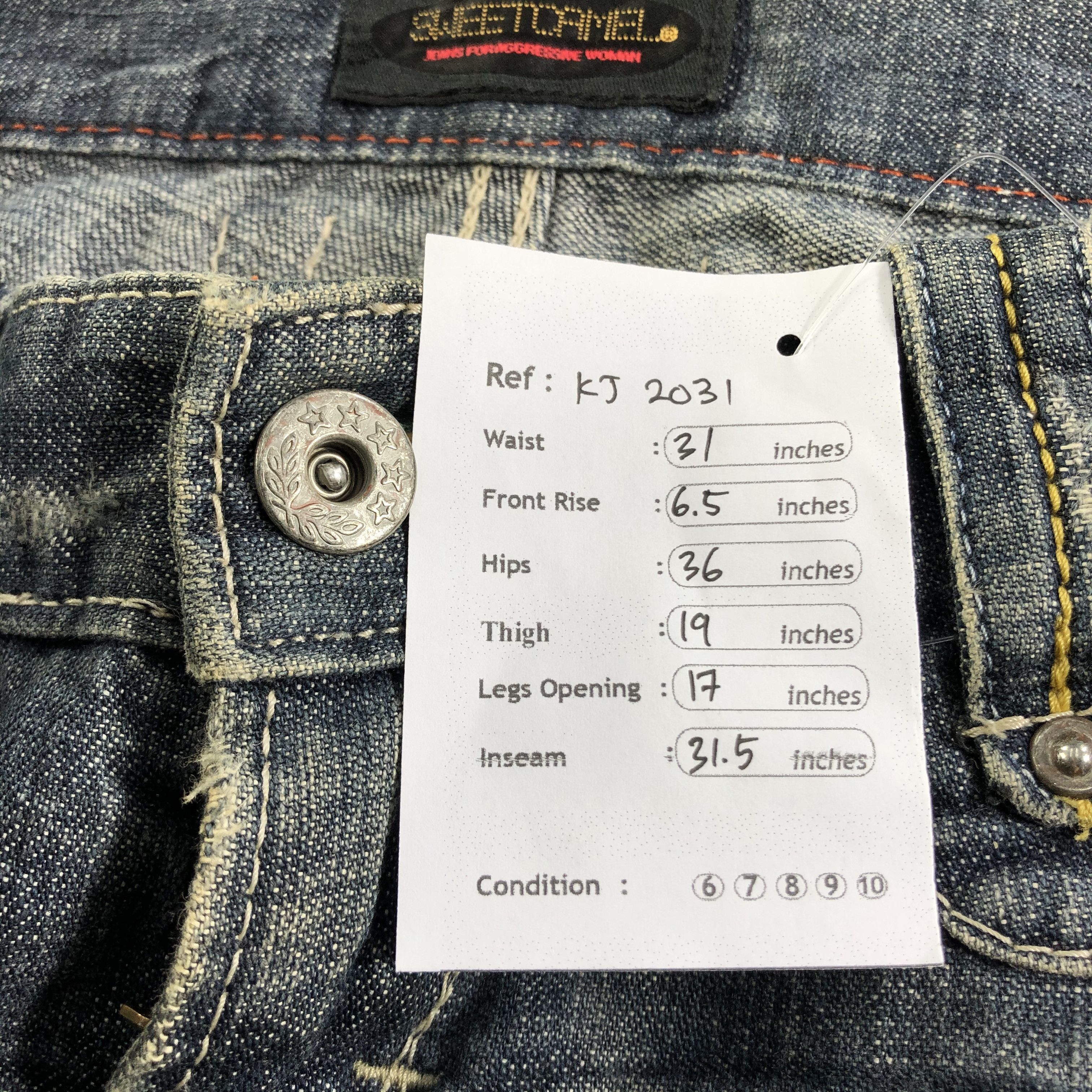 Japanese Brand Sweet Camel Faded Flared Jeans KJ2031 Size 30" / US 8 / IT 44 - 11 Thumbnail