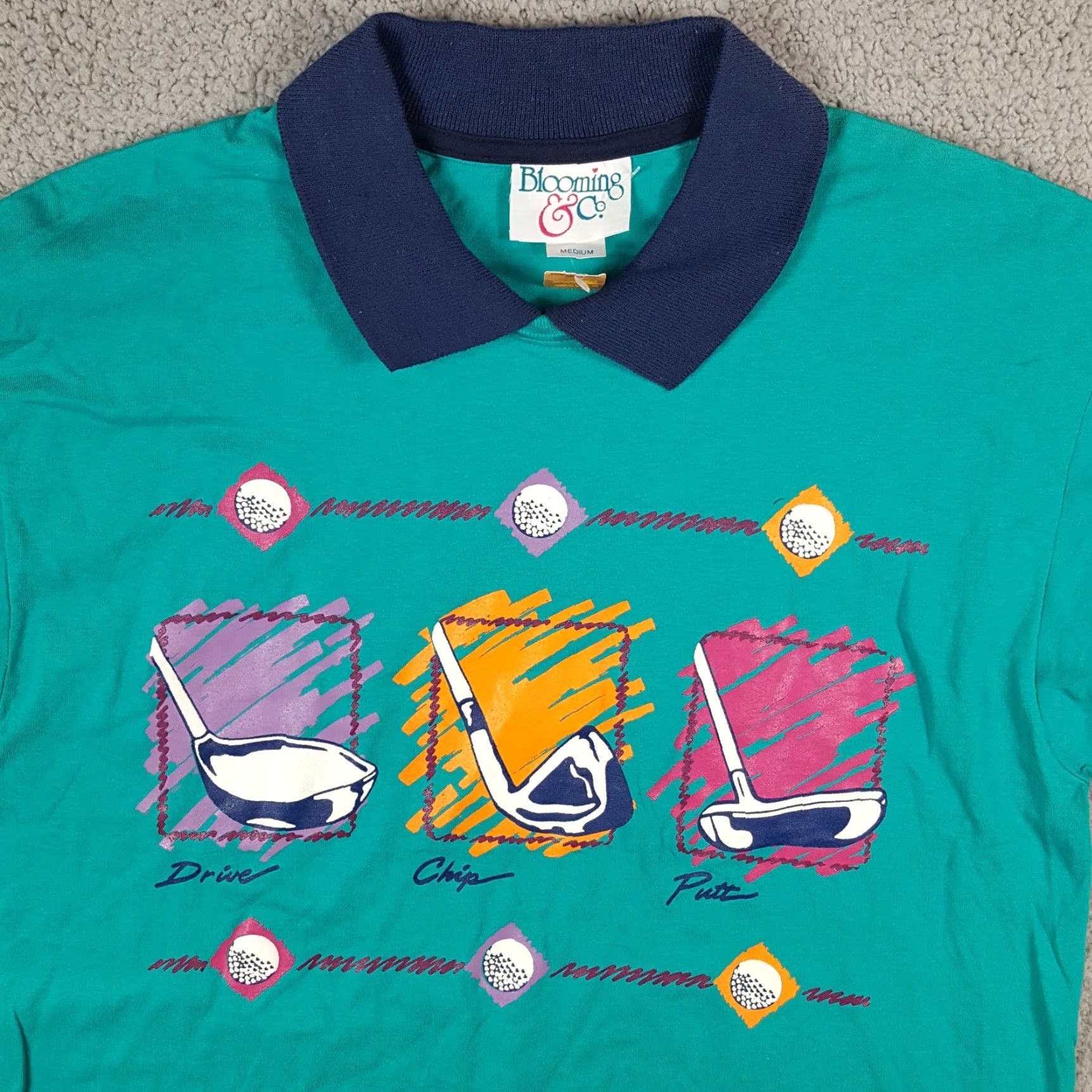 Vintage VINTAGE Blooming & Co T-Shirt Collared Short Sleeve Men's M Blue 80s 90s Preppy Golf Art Embroidered Logo Size US M / EU 48-50 / 2 - 2 Thumbnail