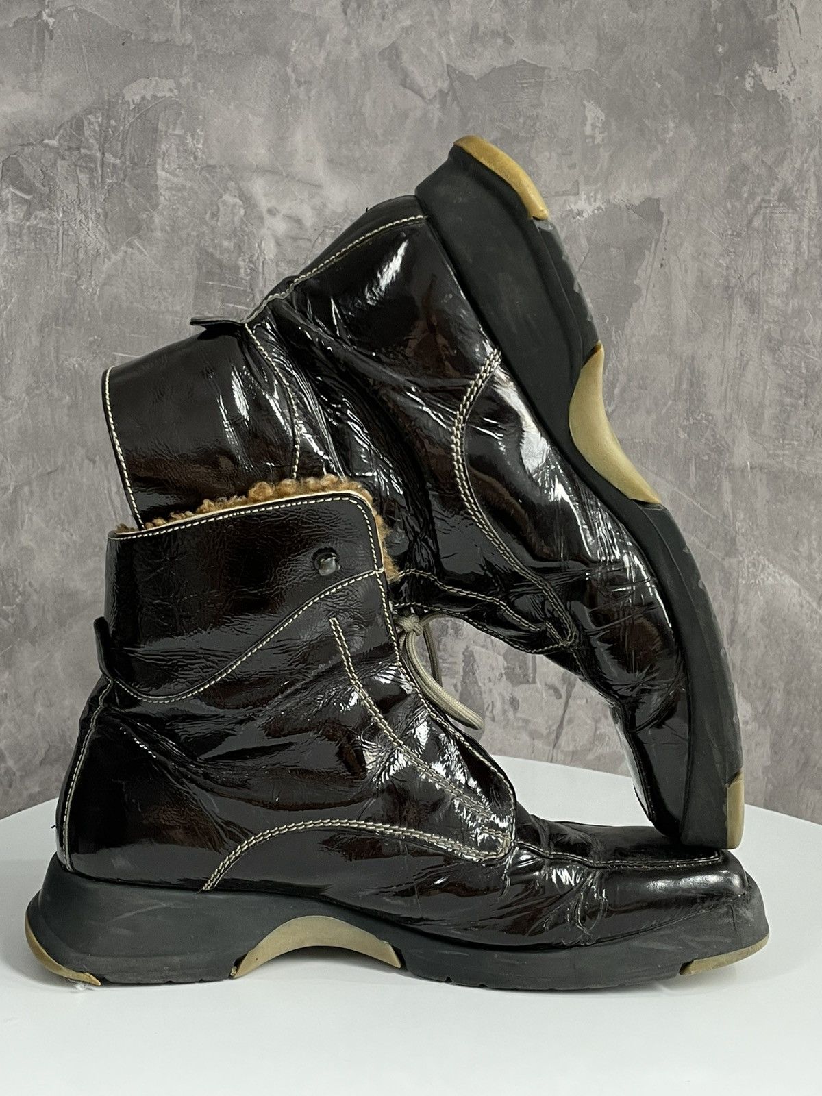 20471120 Vintage Y2K Faux Fur Glamour Bright Prada Style boots Size US 10 / IT 40 - 7 Thumbnail