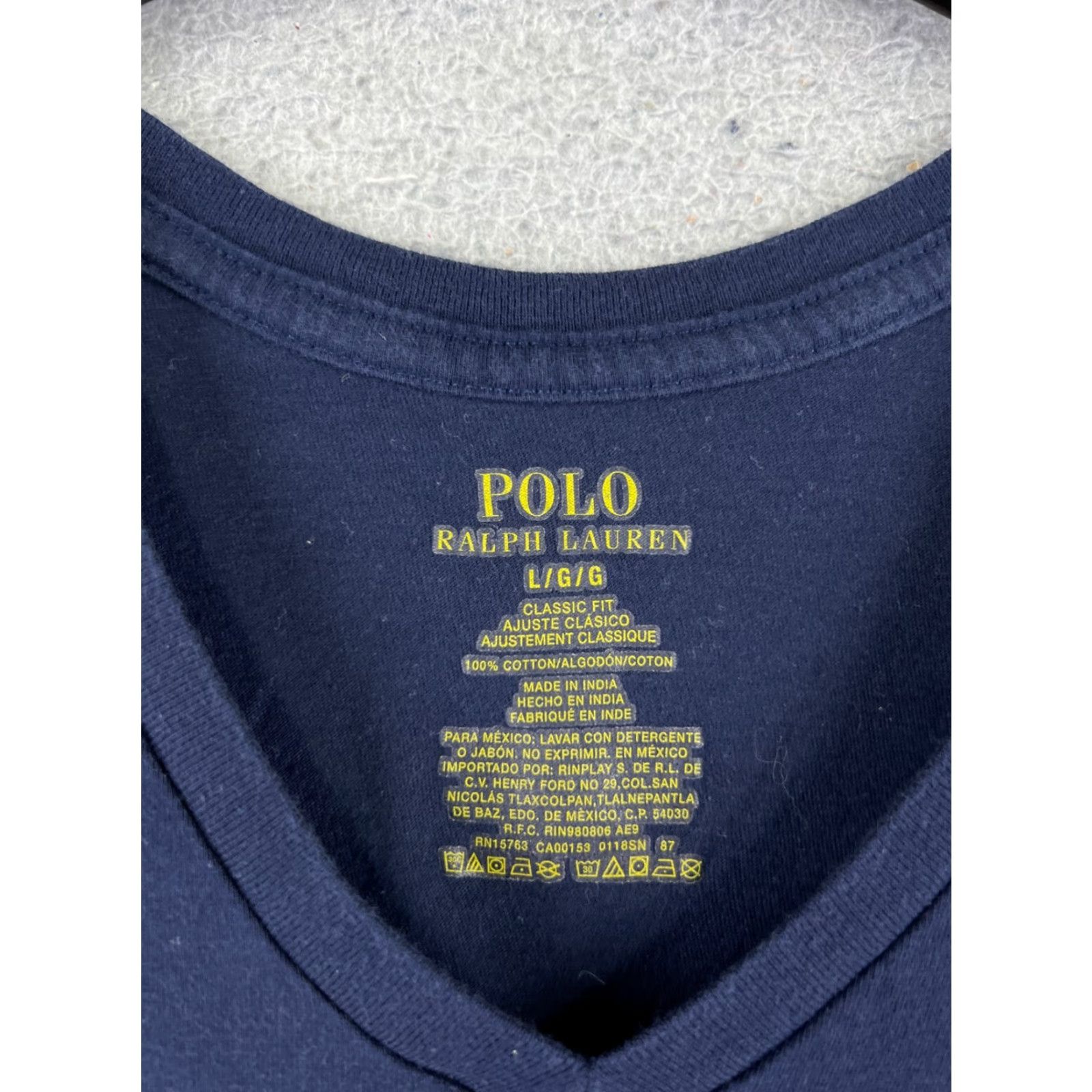 Ralph Lauren VINTAGE Polo Ralph Lauren Shirt Mens Large Blue 100% Cotton Pony V-Neck Short Sleeve - Mens L Blue Polo Shirt Sports Classic 90s Size US L / EU 52-54 / 3 - 6 Thumbnail