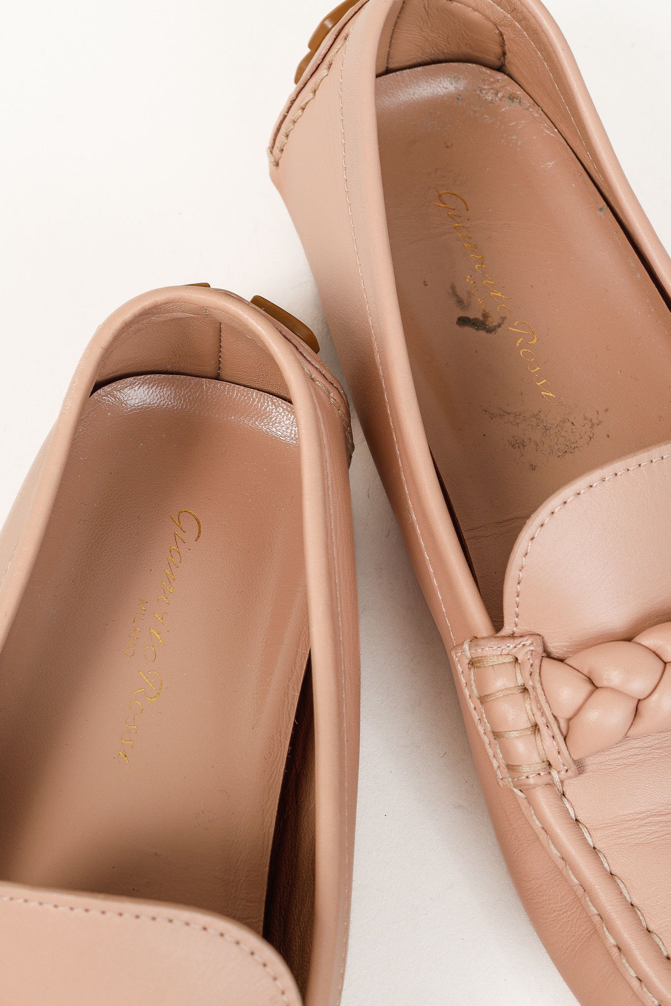 Gianvito Rossi Gianvito Rossi Monza Pink Braided Leather Loafers Size US 8.5 / IT 38.5 - 10 Thumbnail
