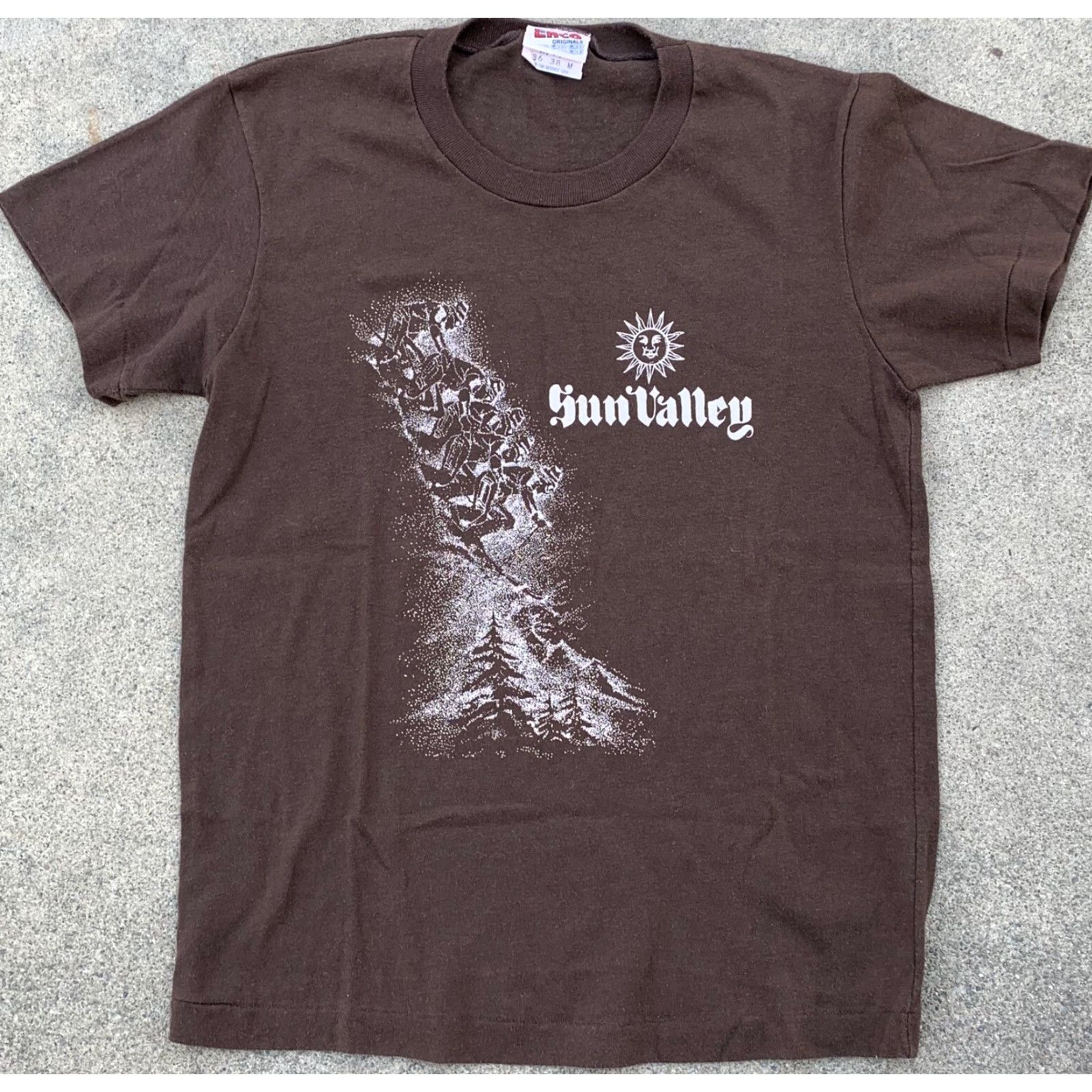 Vintage VINTAGE Enco Originals Sun Valley T Shirt Men's M Brown Graphic Tee 1980s Single Stitch Made In USA Ski Snow Sportswear/Beach Size US M / EU 48-50 / 2 - 5 Thumbnail