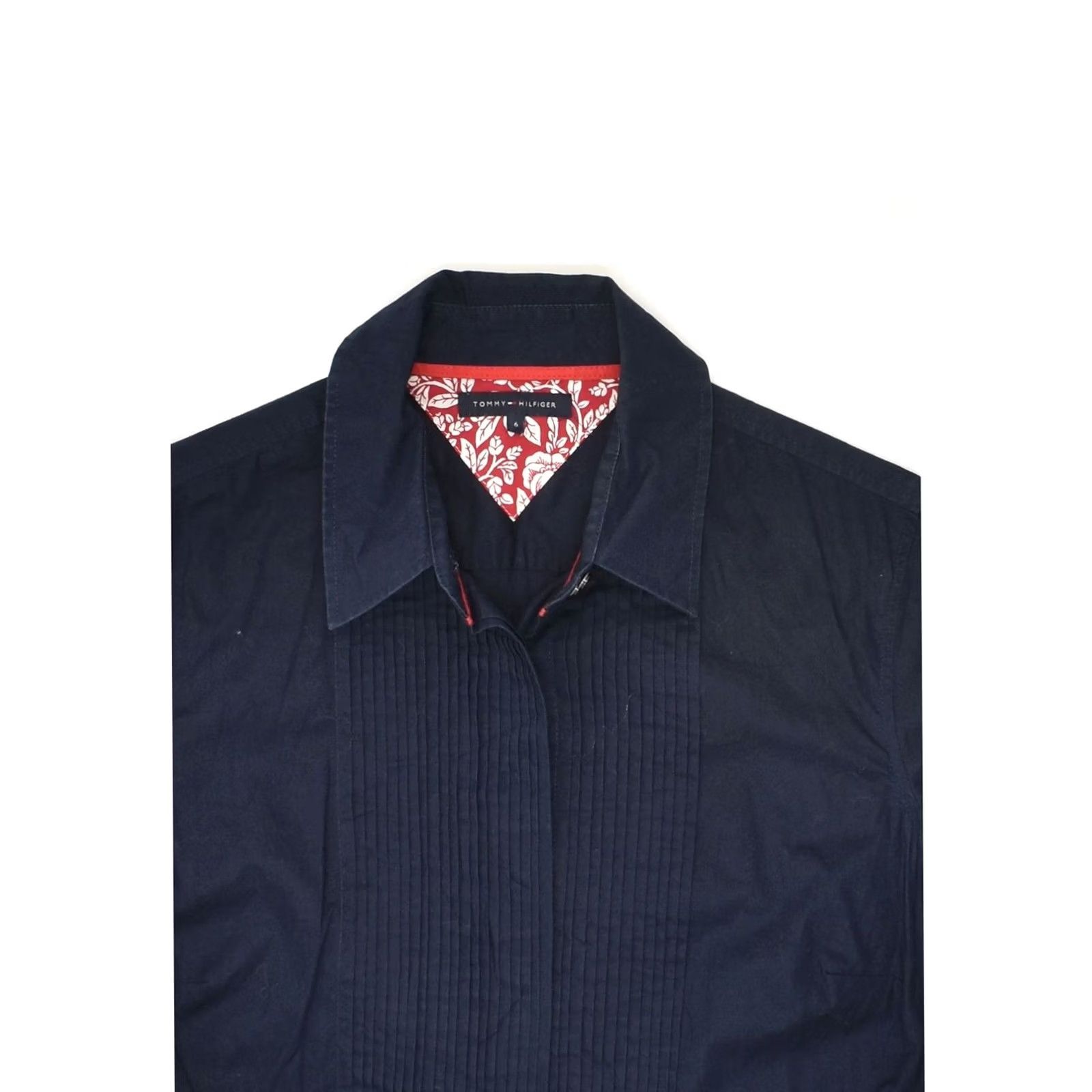 Tommy Hilfiger TOMMY HILFIGER Womens Tuxedo Shirt US 6 Medium Navy Blue Cotton Size M / US 6-8 / IT 42-44 - 3 Thumbnail