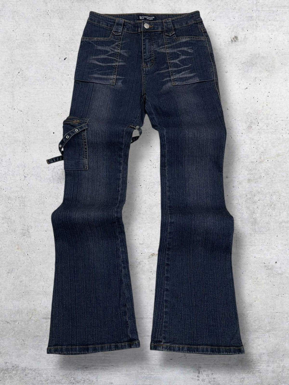 VINTAGE HAPHAZARD 90S JAPAN DESIGNER FLARED BONDAGE OG DENIM