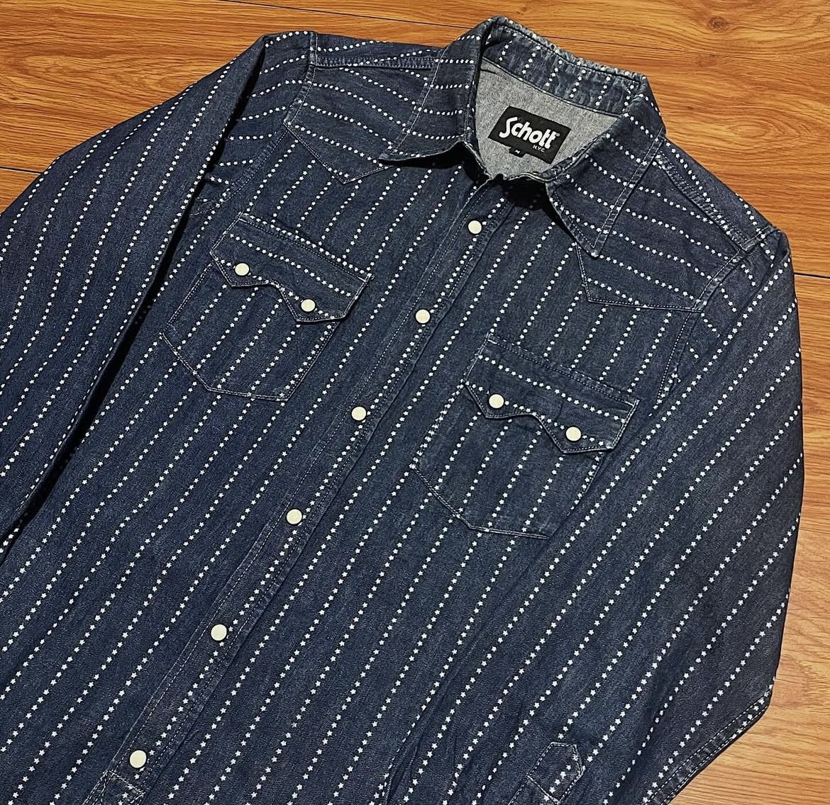Schott 2000s Schott Nyc Star Striped Wabash Hickory Western Shirt Size US M / EU 48-50 / 2 - 2 Thumbnail