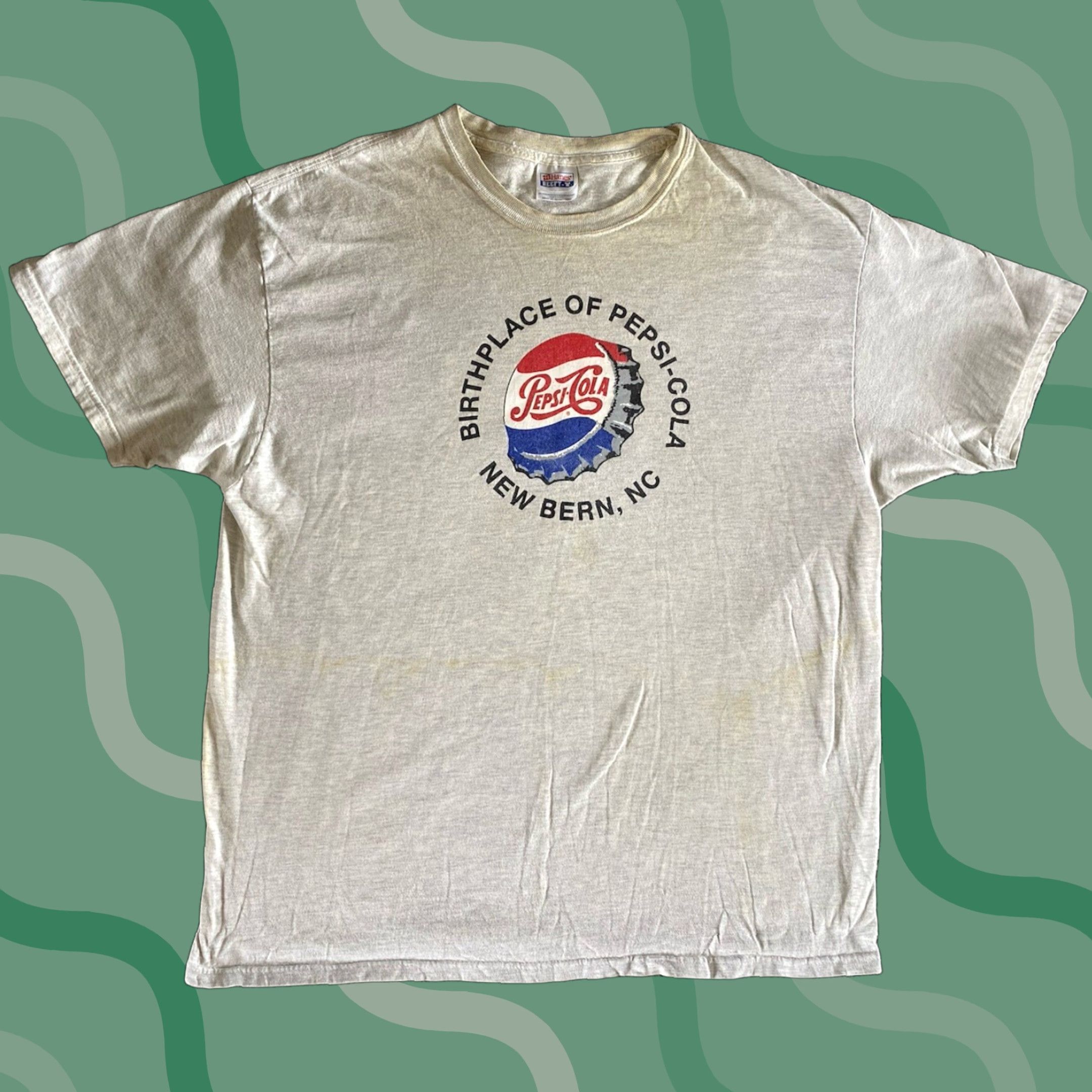 Hanes VINTAGE Hanes Beefy-T T-Shirt Adult 2XL Gray Men 90s Classic Grunge Pepsi Cola Birthplace New Bern NC Size US XXL / EU 58 / 5 - 1 Thumbnail