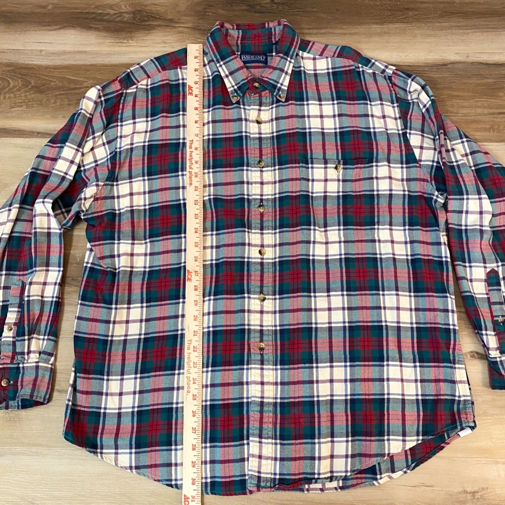 Lands' End VINTAGE Lands' End Flannel Shirt Mens XL Scotch Plaid Button-Down 17-17.5 Size US XL / EU 56 / 4 - 5 Thumbnail