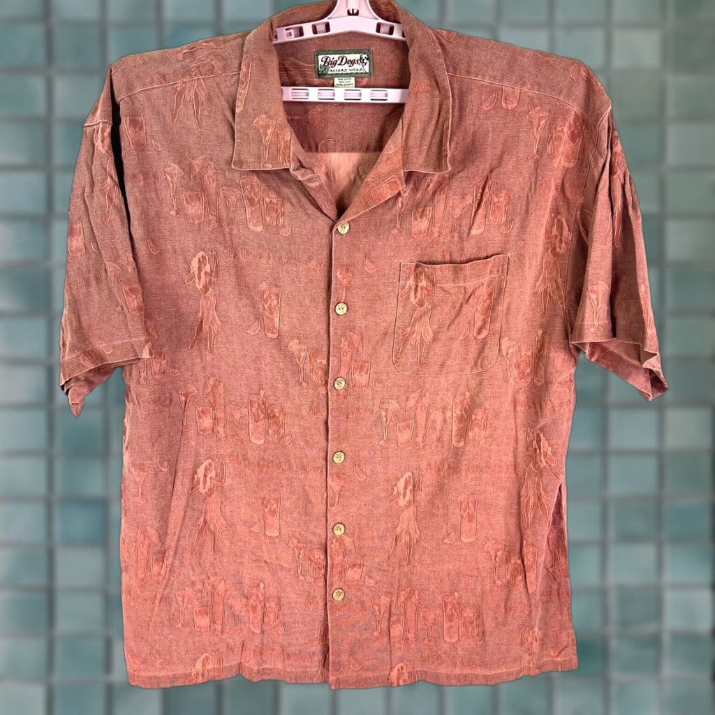 Big Dogs VINTAGE Big Dogs Silk Hawaiian Shirt 3XL Salmon Short Sleeve Graphic Dog Mens Size US XXL / EU 58 / 5 - 1 Thumbnail