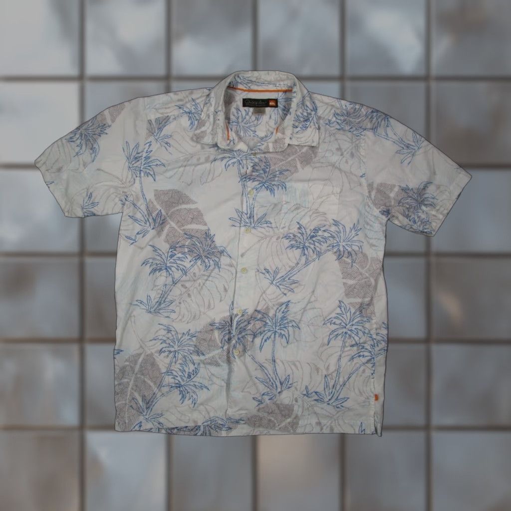 Quiksilver Quiksilver Waterman Shirt Mens Large White Hawaiian Floral Short Sleeve Button Up Size US L / EU 52-54 / 3 - 1 Thumbnail