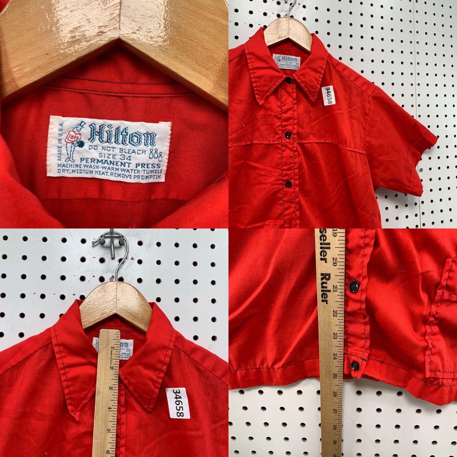 Vintage VINTAGE 60s Hilton Bowling Button-Up Shirt Mens Small Size 34 Red USA Retro Men Size US S / EU 44-46 / 1 - 8 Thumbnail