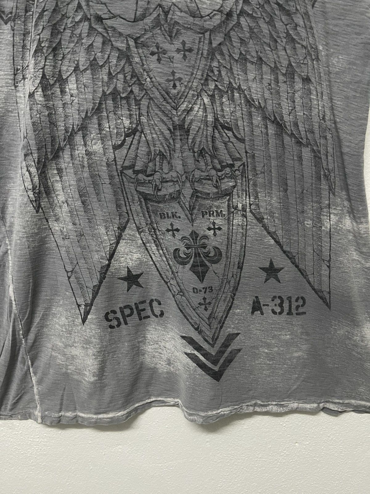 Affliction VINTAGE Y2K EAGLES AFFLICTION ACIDWASH HALF BUTTON SHIRT Size US XL / EU 56 / 4 - 5 Thumbnail