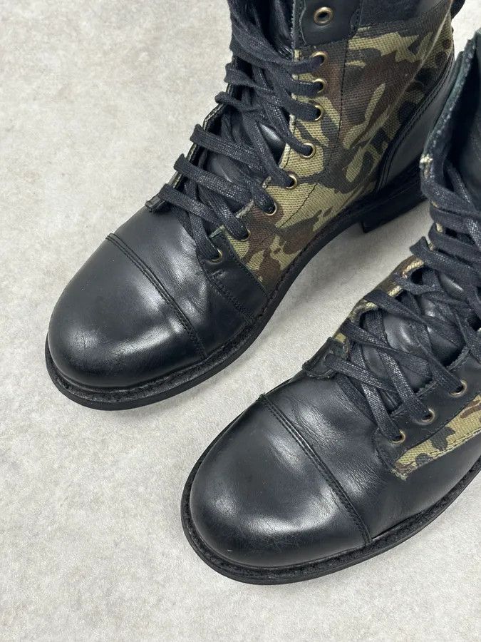 Diesel Diesel Black Leather Camouflage Military Lace-Up Boots Size US 10 / EU 43 - 14 Thumbnail