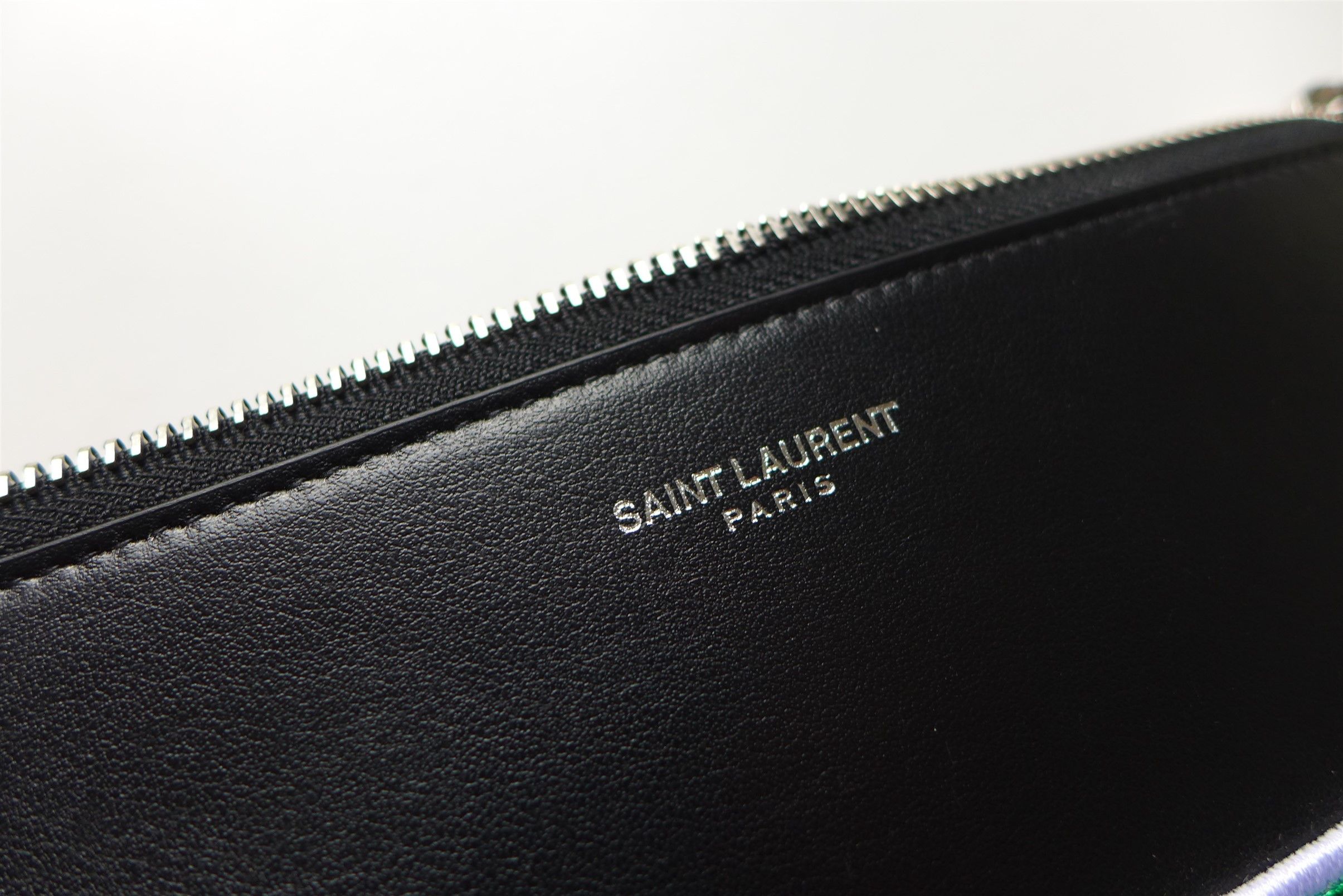 Saint Laurent Paris Saint Laurent Multi Patch Zip Pouch - Black Calf Leather Size ONE SIZE - 11 Thumbnail