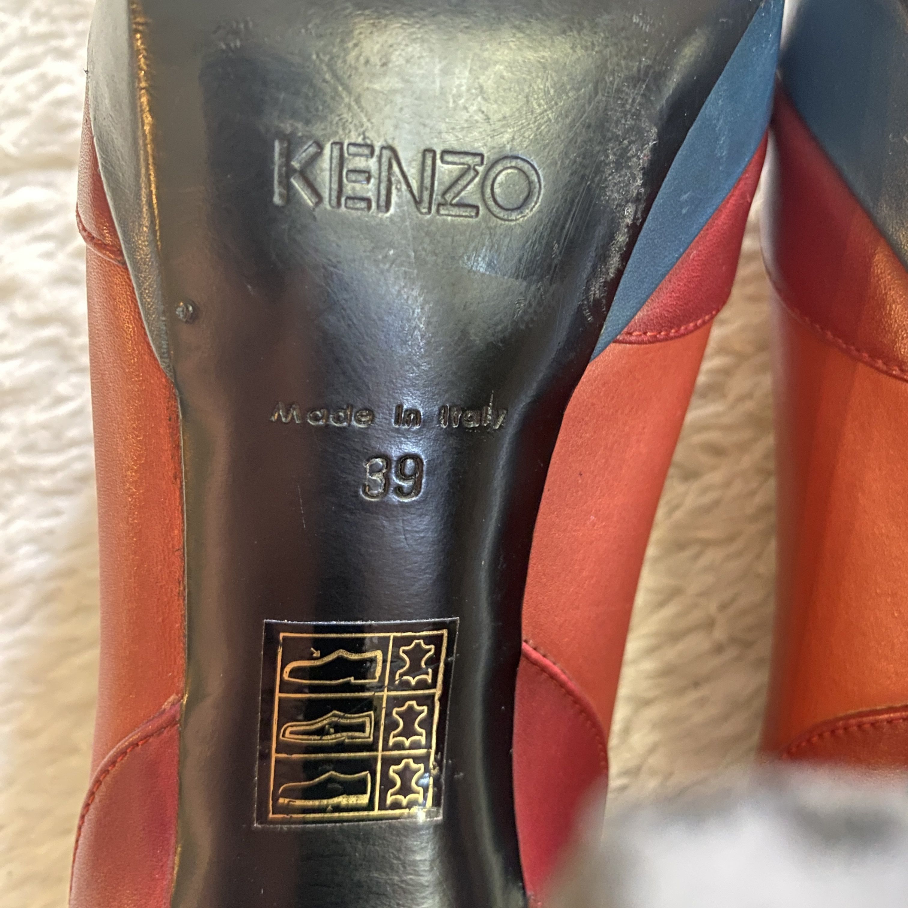 Kenzo KENZO Burgundy & Blue Leather Open Toe Heels Size US 9 / IT 39 - 4 Thumbnail