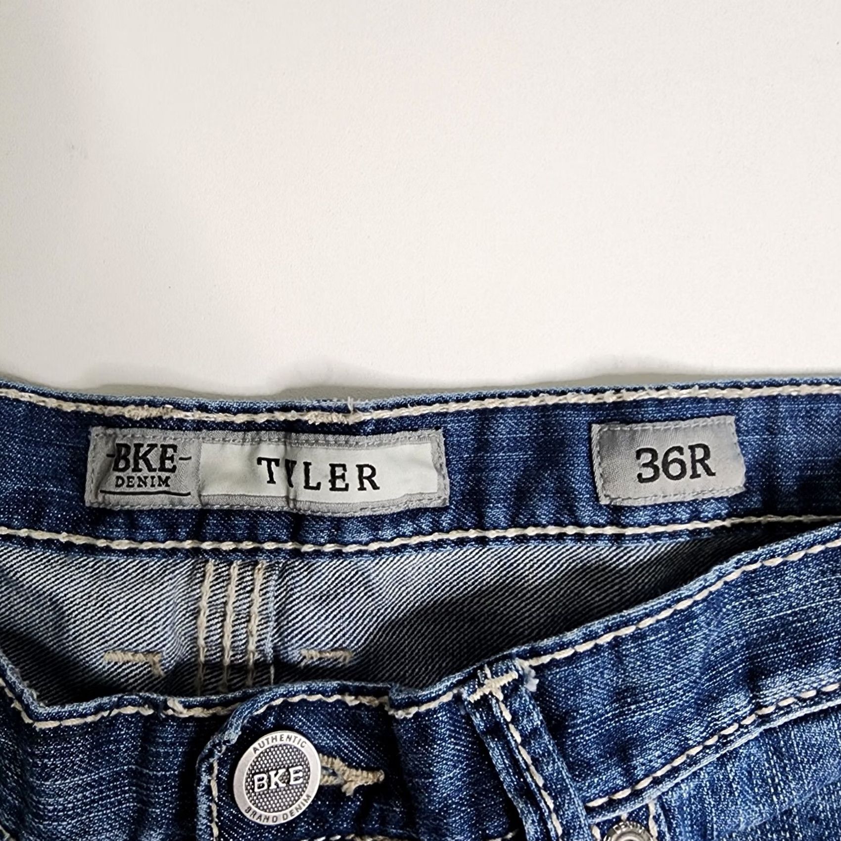 BKE BKE Tyler Jeans Boot Leg Denim Blue Thick Stitch Size 36 x 26 Mens Size US 36 / EU 52 - 4 Thumbnail