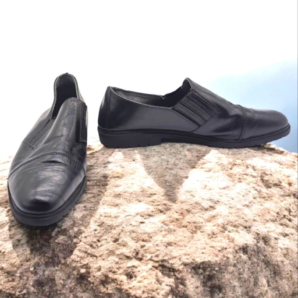 Vintage Russian Military Style Black Leather Loafers Sz 7.5 By What Size US 7.5 / IT 37.5 - 1 Thumbnail