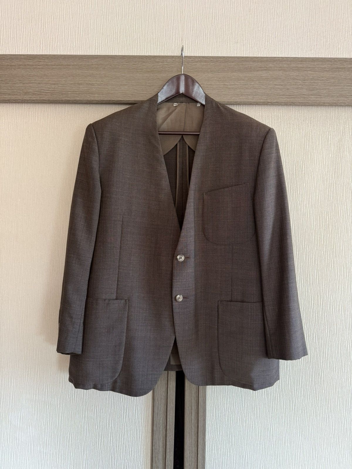 Japanese Collarless Jacket (Brown)