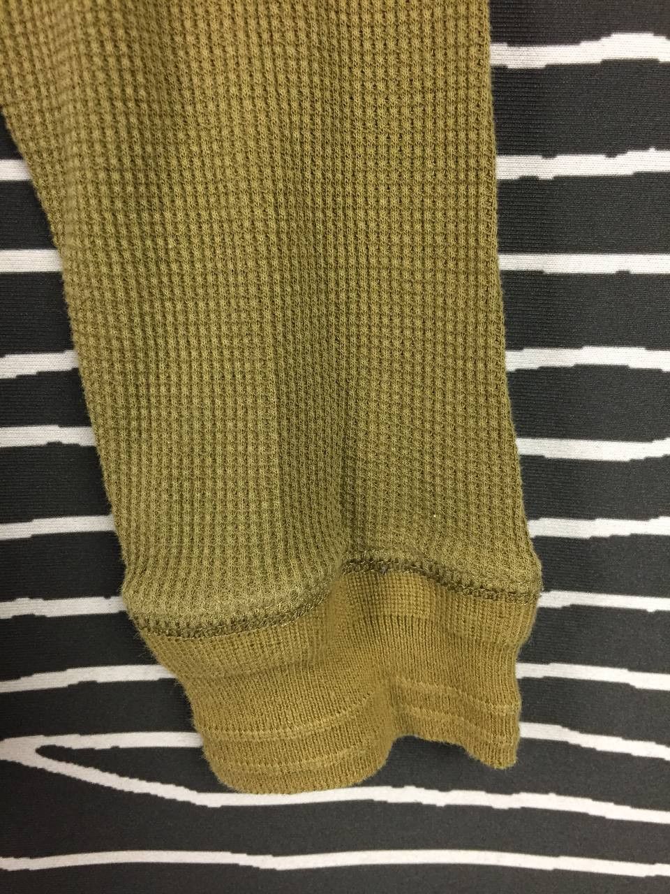Japanese Brand Back Number Japan Olive Green Waffle Knit Long Sleeve Tee Size US M / EU 48-50 / 2 - 4 Thumbnail