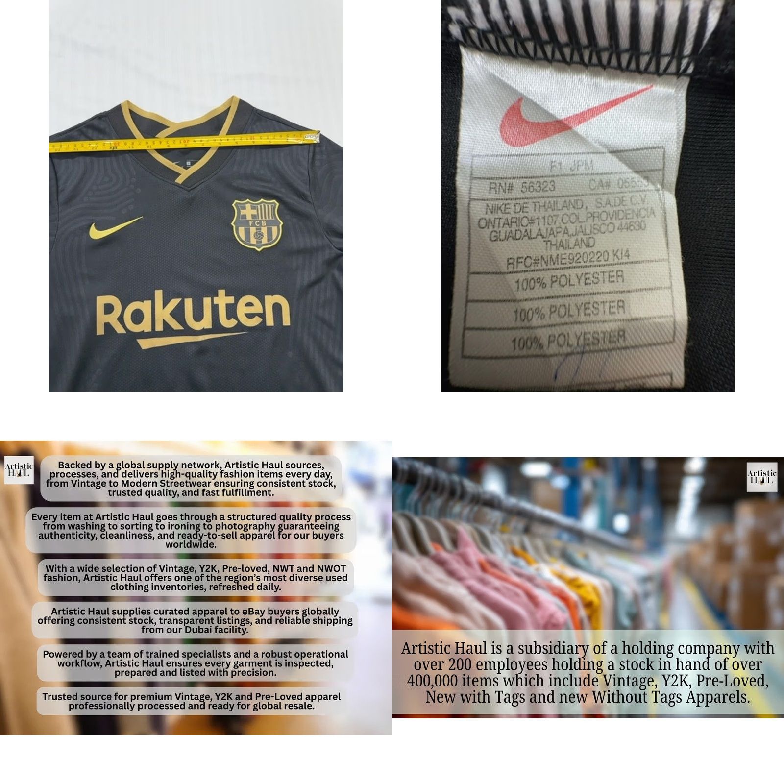 Nike Nike FC Barcelona 20/21 Away Soccer Jersey Men's L Black Gold Size US S / EU 44-46 / 1 - 8 Thumbnail