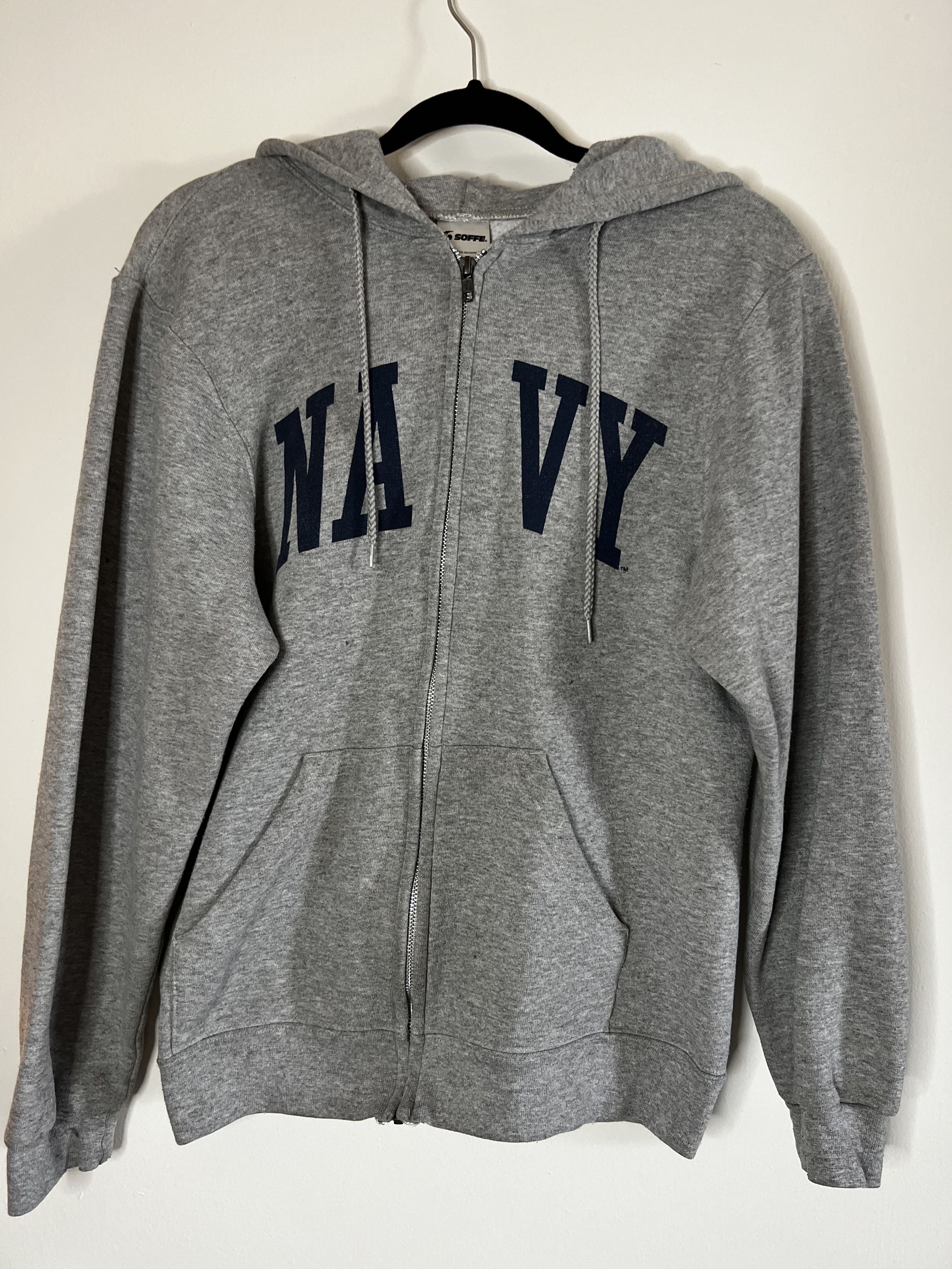 Soffe × Vintage Vintage NAVY Zip Up Hoodie Sweatshirt | Grailed