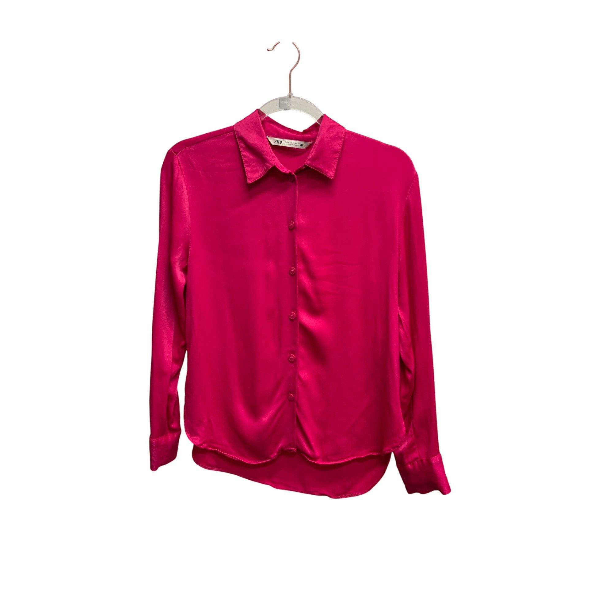 Zara Zara Fuchsia Satin Effect Blouse Size S / US 4 / IT 40 - 2 Thumbnail