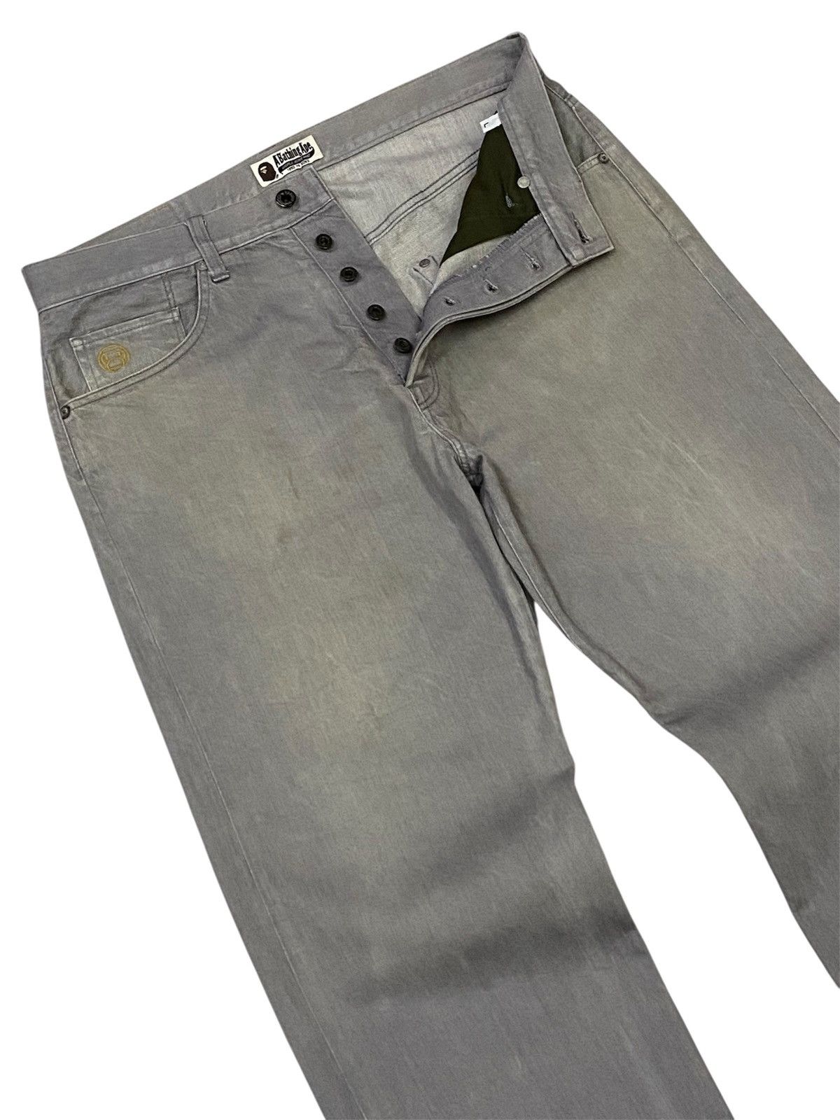 Bape A Bathing Ape Embroidered Logo Button Fly Denim Pants Size US 34 / EU 50 - 4 Thumbnail