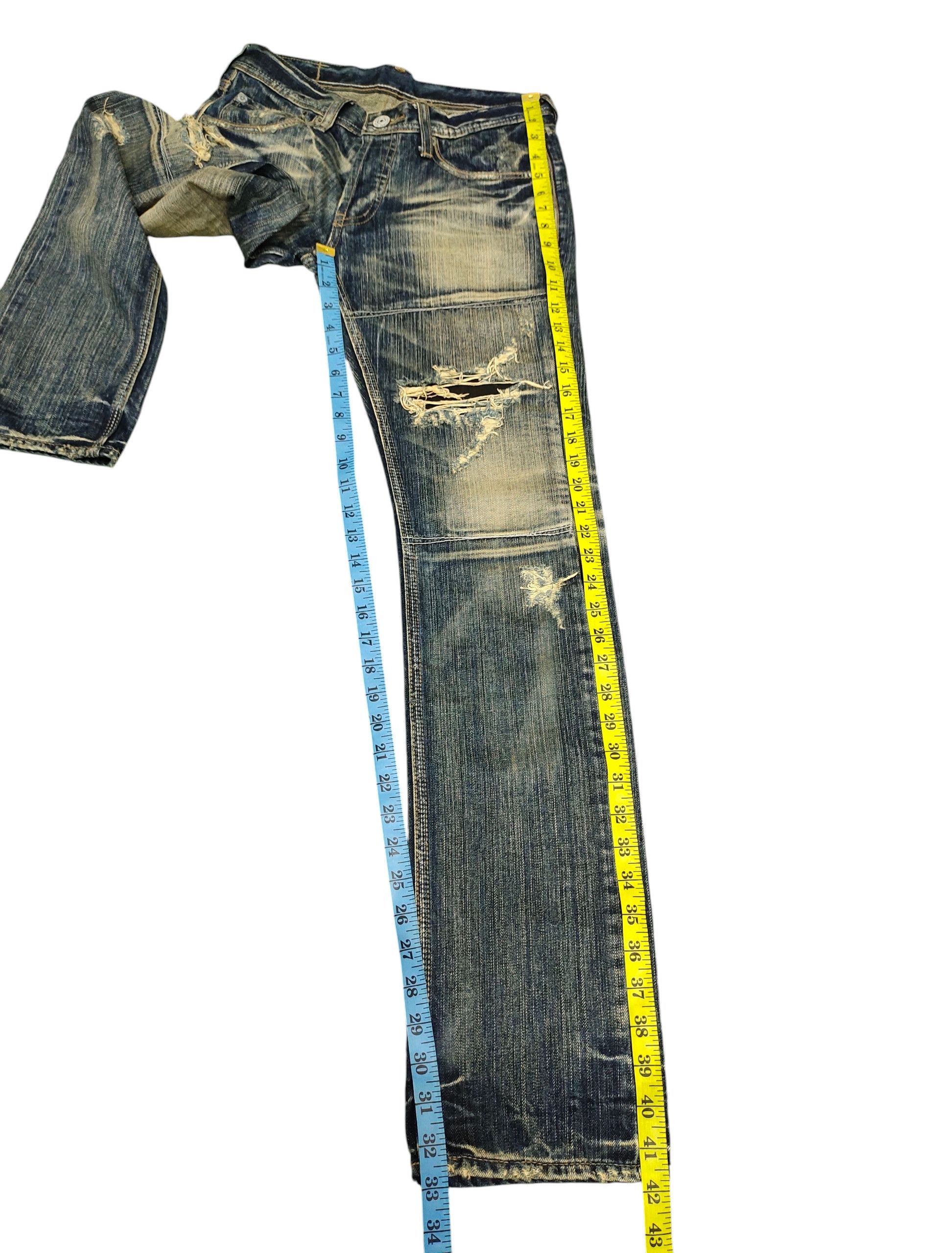 Self Edge Difference Rupert Japan Clawmark Distress Faded Denim Jeans Size US 30 / EU 46 - 14 Thumbnail