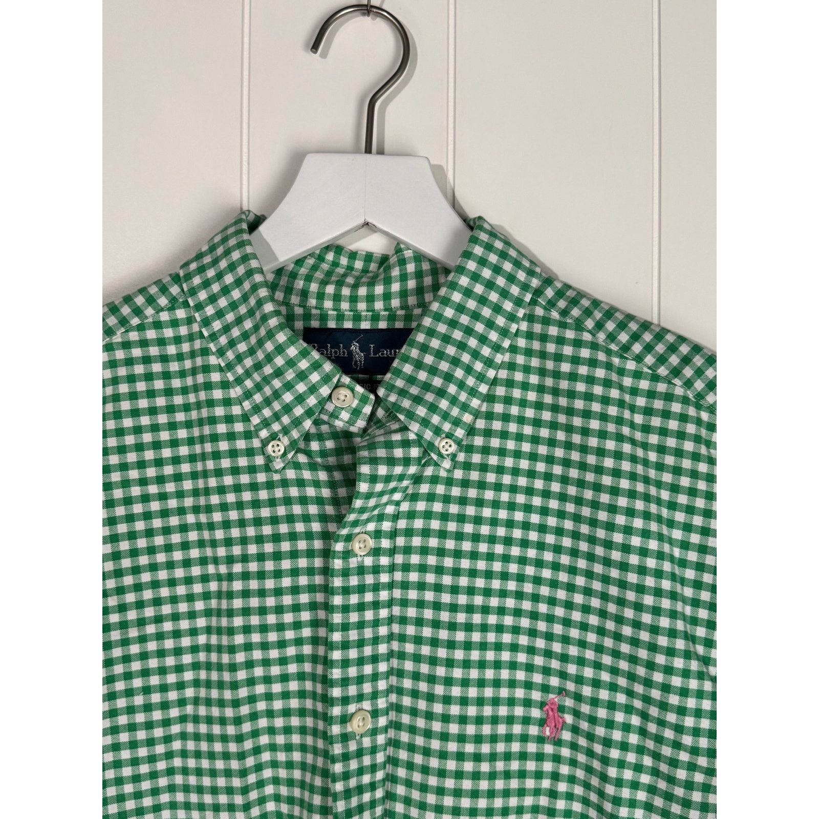 Ralph Lauren Ralph Lauren Men’s XL Green White Gingham Classic Fit Shirt Size US XL / EU 56 / 4 - 4 Thumbnail