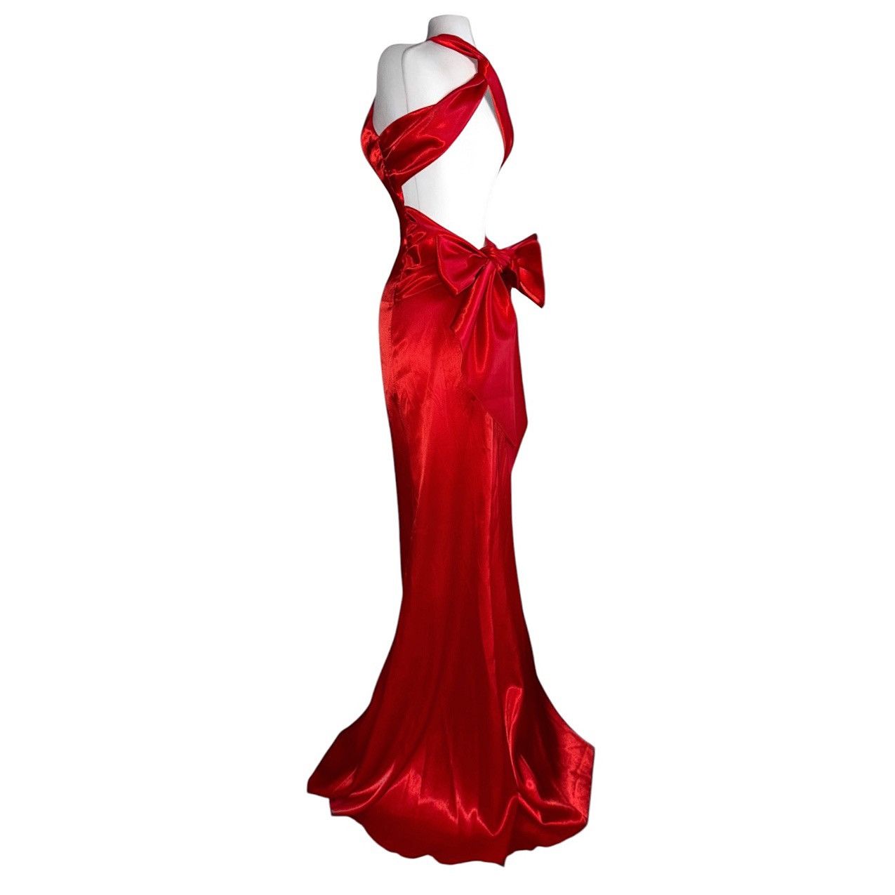 Vintage Stunning long satin dress with an open back Size S / US 4 / IT 40 - 2 Thumbnail