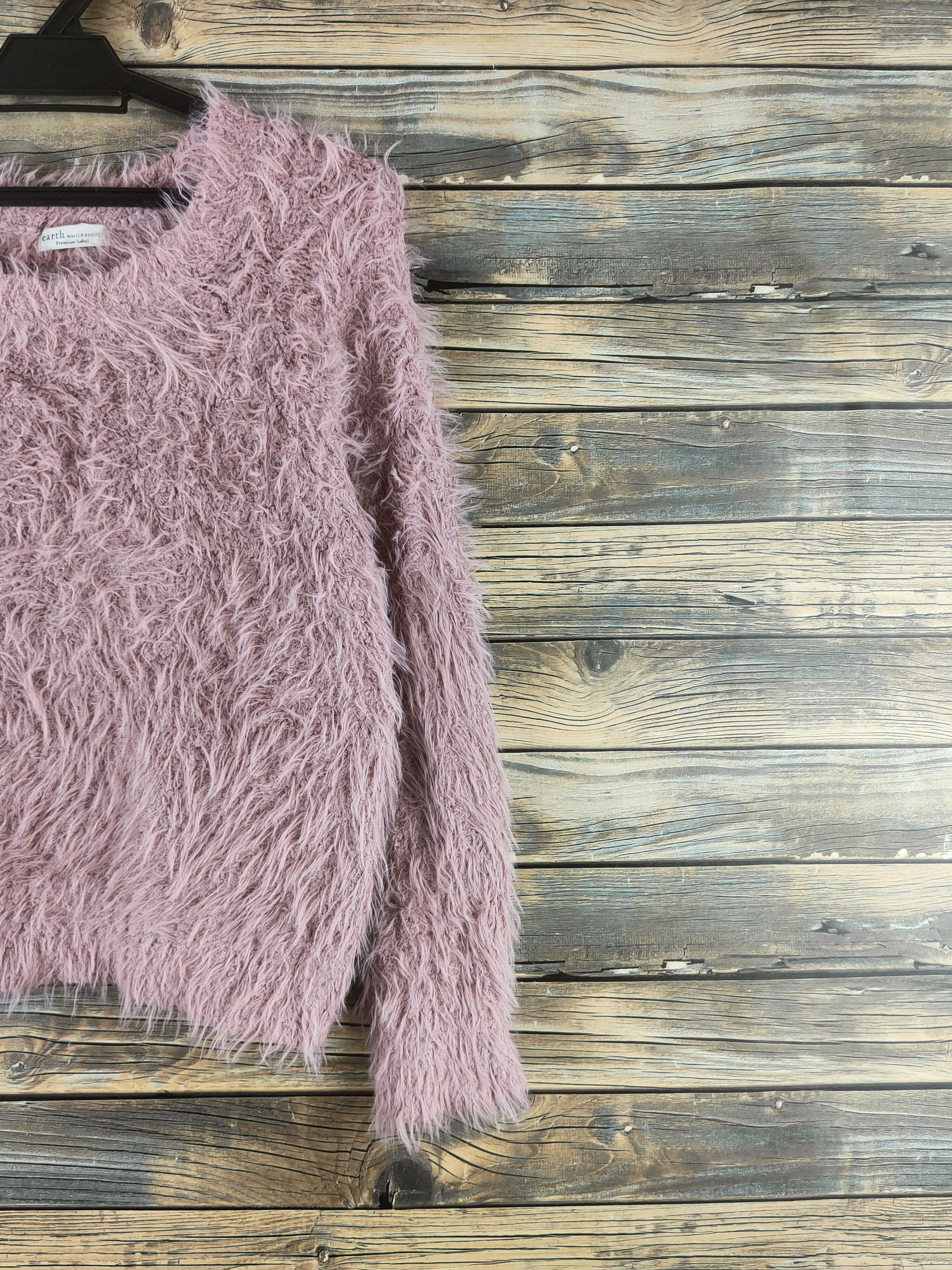 Japanese Brand DL Earth Music & Ecology Pink Fur Mohair Knitwear #46-510 Size US S / EU 44-46 / 1 - 5 Thumbnail