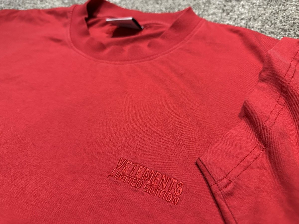 Vetements Limited Edition Red Embroidered T Shirt