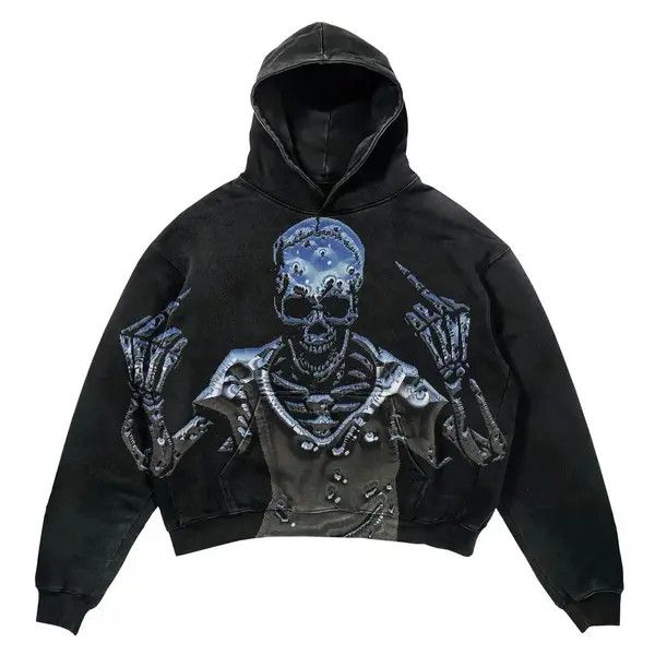 VIBE Design Streetwear Skeleton Graphic Hoodie Punk Gothic Style Size US L / EU 52-54 / 3 - 6 Thumbnail