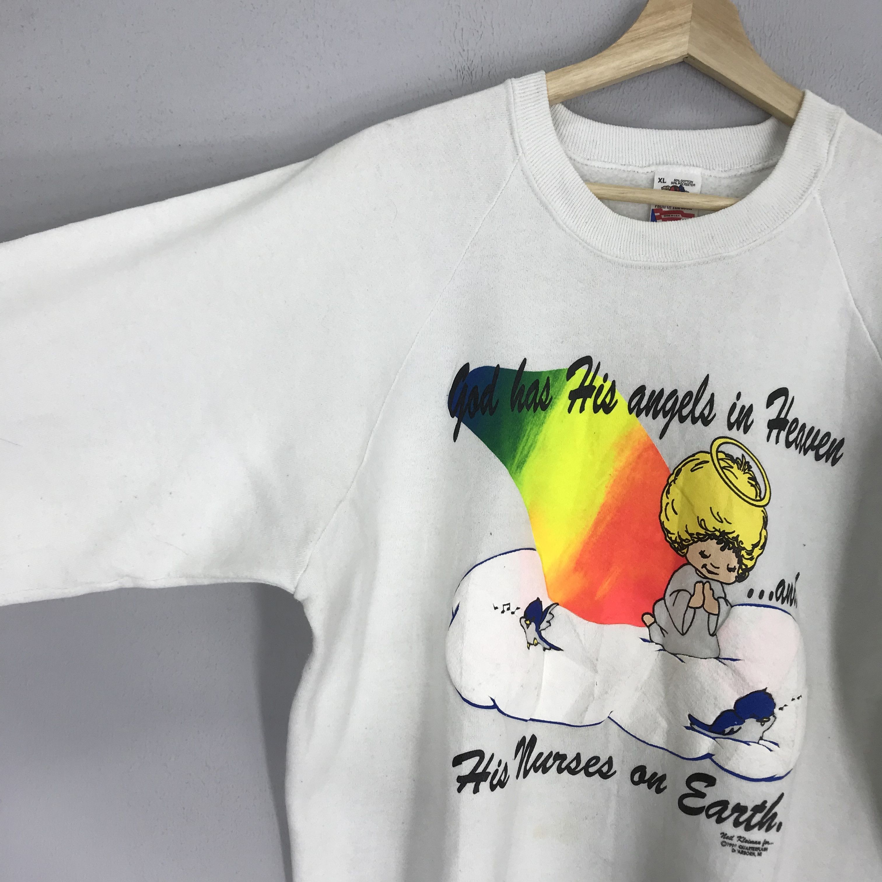Fruit Of The Loom Vintage 90s God Has His Angel In Heaven - 180 Size US L / EU 52-54 / 3 - 6 Thumbnail