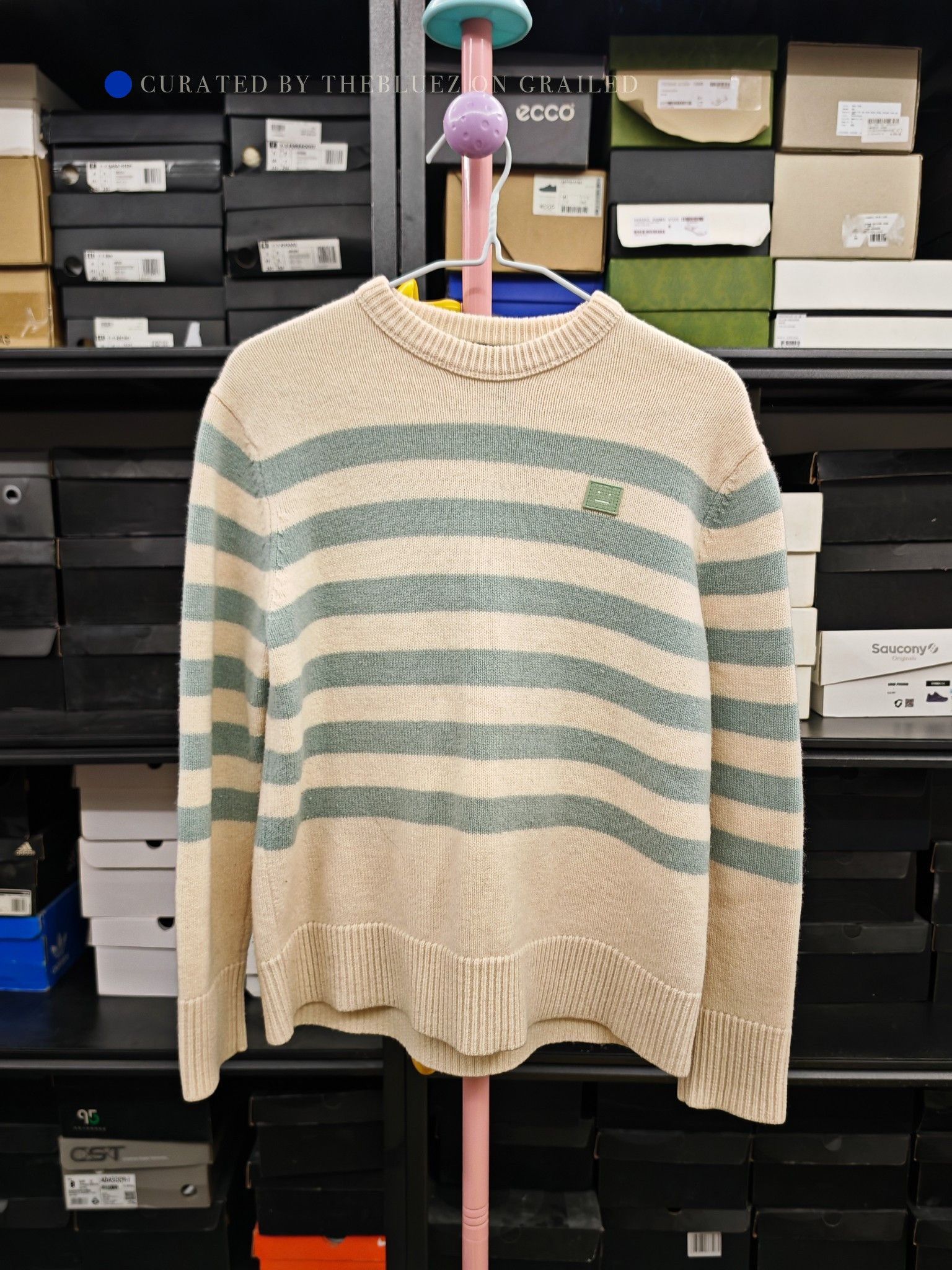Acne Studios Striped Logo Patch Sweater in Beige Size US XS / EU 42 / 0 - 1 Thumbnail