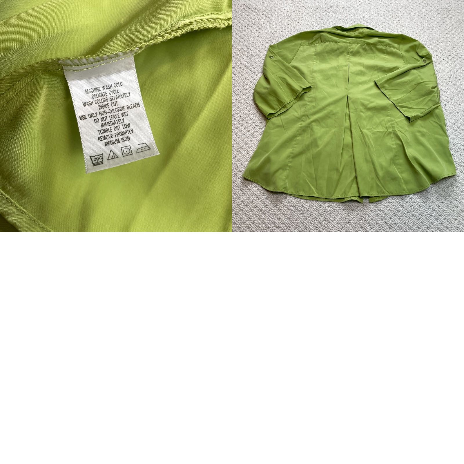 Vintage Roman's Shirt Womens Plus Size 32W Green Long Sleeve Button Up Top Size XXS / US 00 / IT 34 - 8 Thumbnail