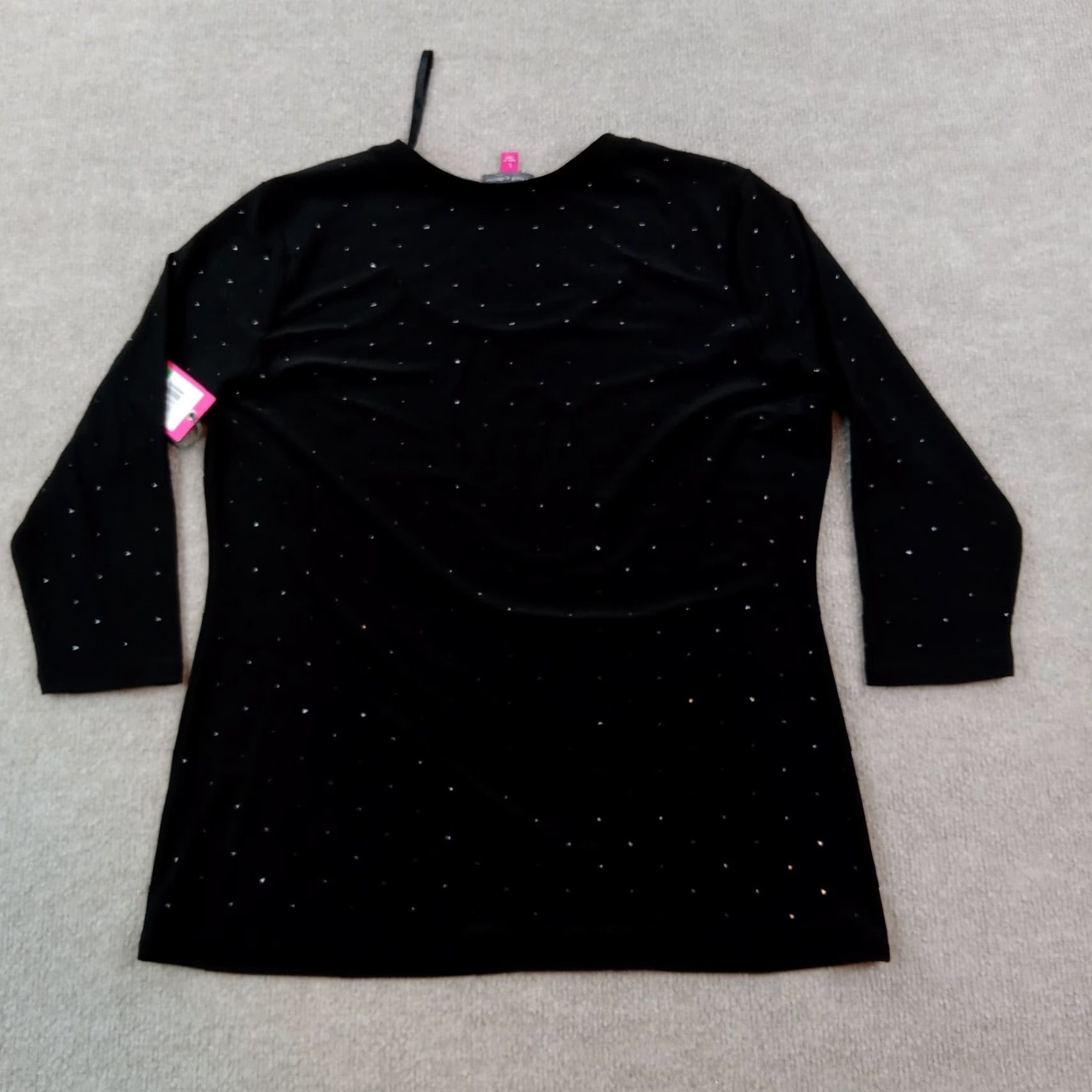 Vince Camuto Vince Camuto Women's Black Blouse Large 3/4 Sleeves Rhinestone Stretch Top Size L / US 10 / IT 46 - 8 Thumbnail