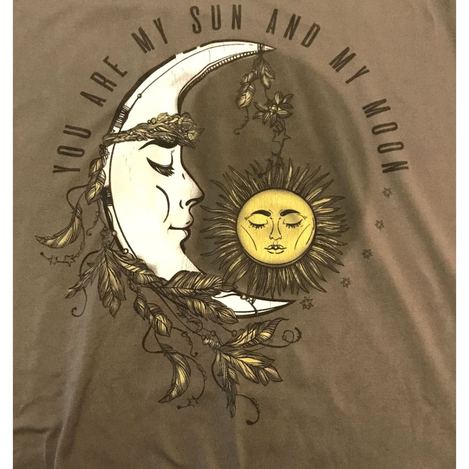 Vintage GOLD RUSH Women's T-Shirt Gray Moon Sun Graphic Short Sleeve Regular Fit Large L Casual Tee Size L / US 10 / IT 46 - 4 Thumbnail