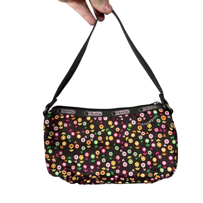 Lesportsac LeSportsac Brown & Colorful Mod Flower Print Mini Hobo Bag